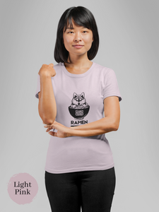 Ramen Protector T-Shirt: Japanese Foodie Shirt with Shiba Inu Guarding Ramen Bowl - Ramen Art