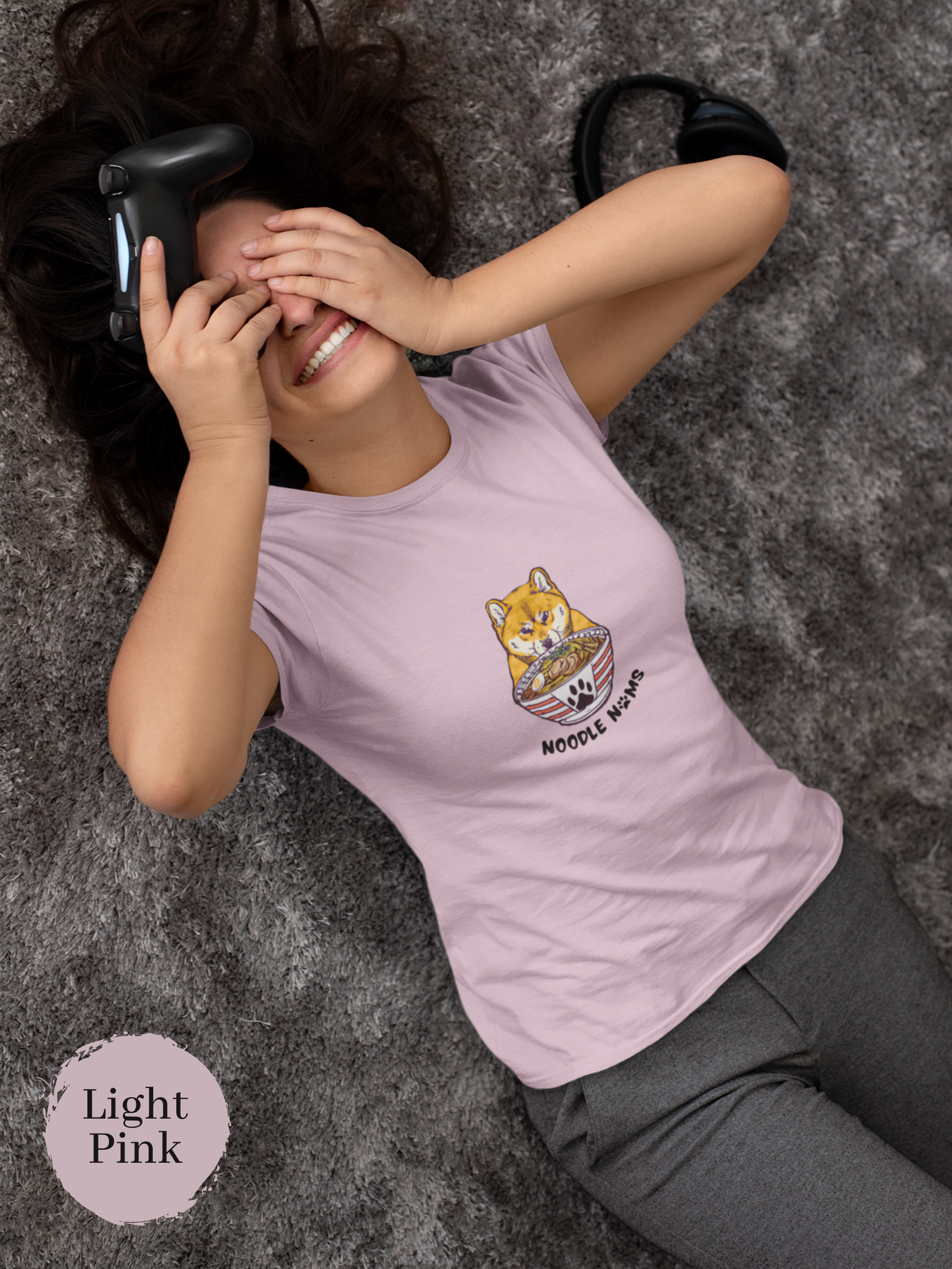 Ramen T-shirt: Noodle Noms with Shiba Inu Japanese Foodie Shirt with Ramen Art