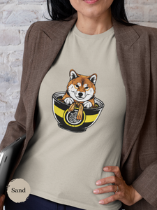 Ramen T-Shirt with Shiba Inu Protector: Japanese Foodie Shirt for Ramen Lovers with Ramen Art