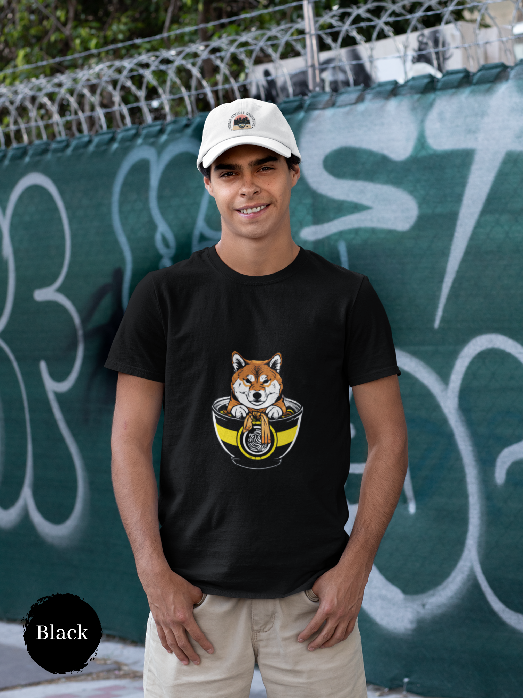 Ramen T-Shirt with Shiba Inu Protector: Japanese Foodie Shirt for Ramen Lovers with Ramen Art