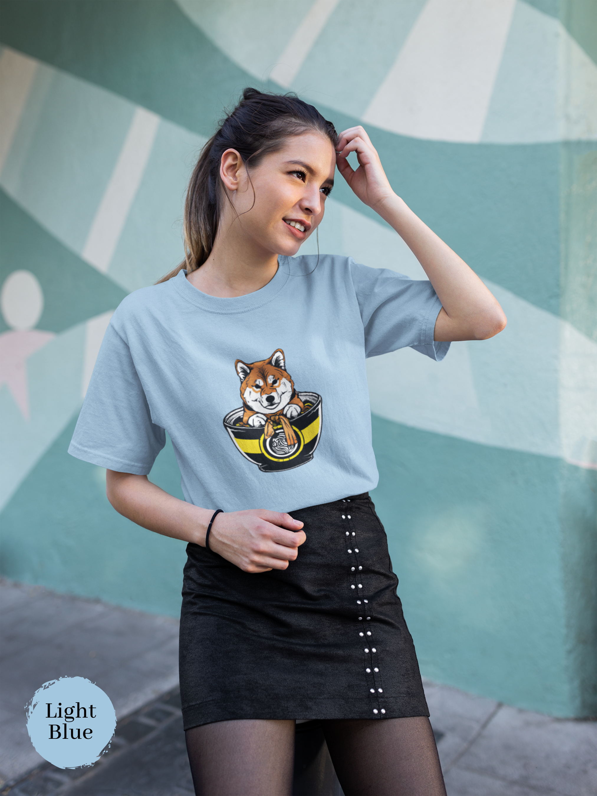 Ramen T-Shirt with Shiba Inu Protector: Japanese Foodie Shirt for Ramen Lovers with Ramen Art