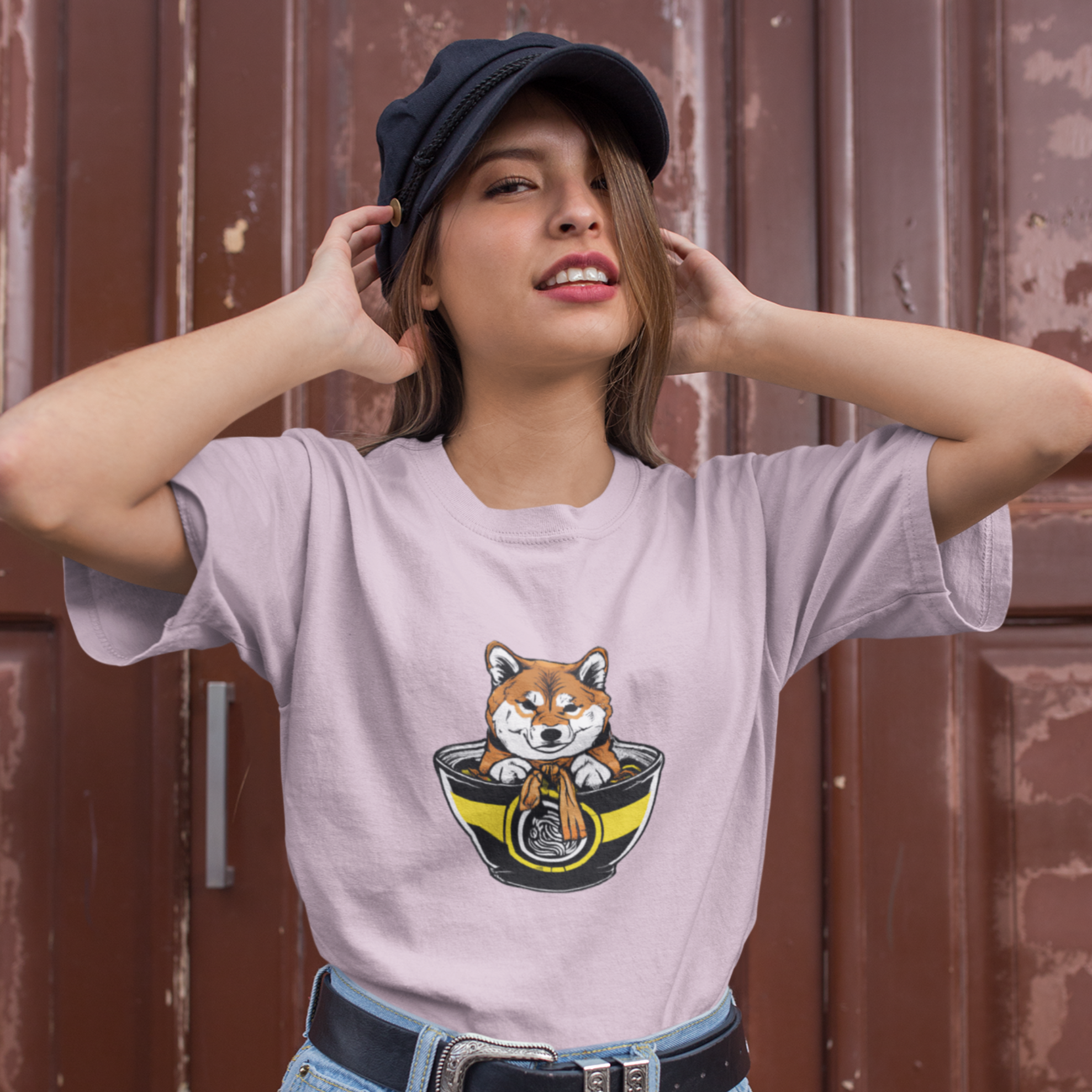Ramen T-Shirt with Shiba Inu Protector: Japanese Foodie Shirt for Ramen Lovers with Ramen Art