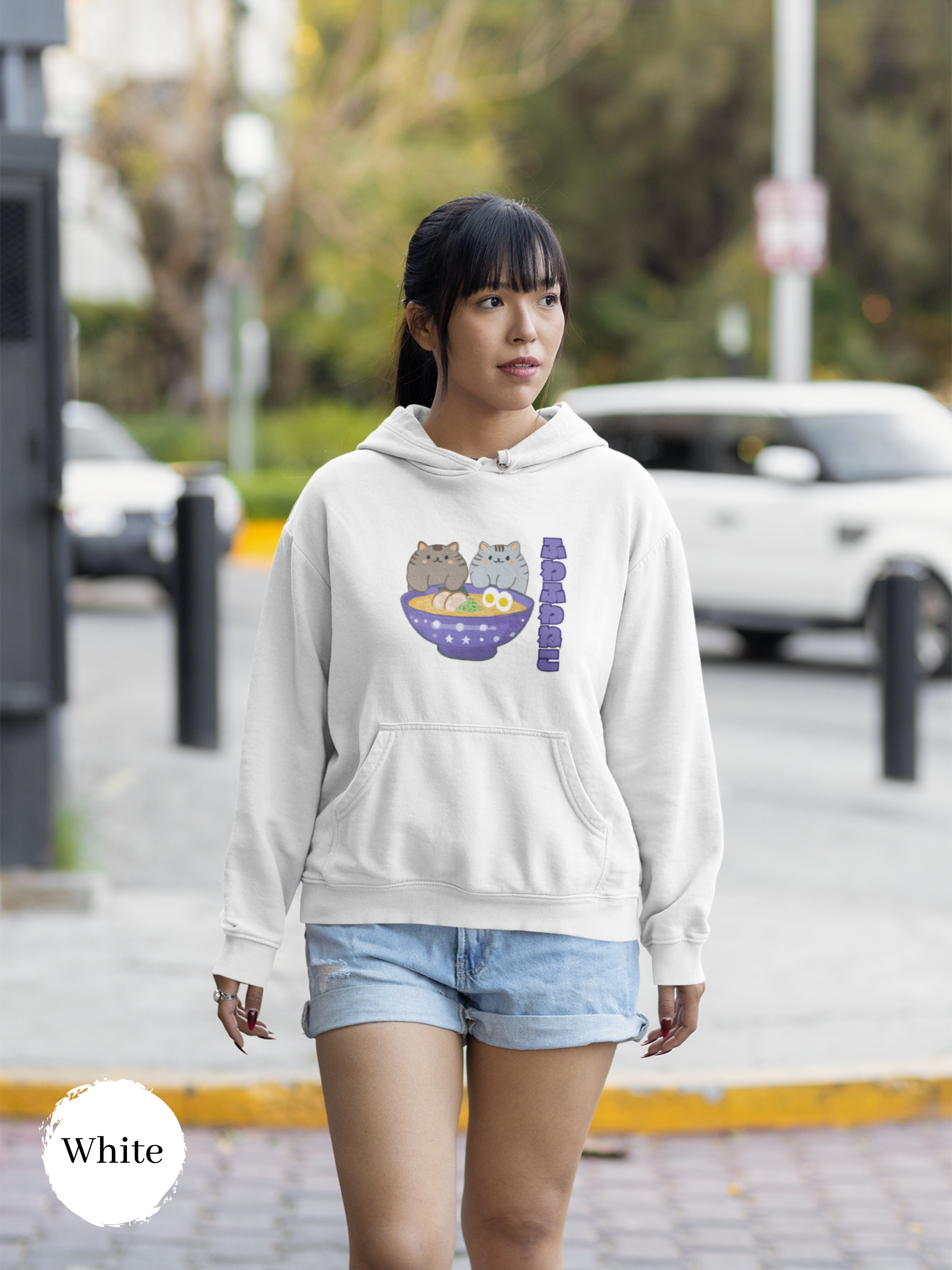 Ramen Hoodie - Noodle Loving Kitty Cats: A Foodie's Dream Asian-Inspired Pun Hoodie