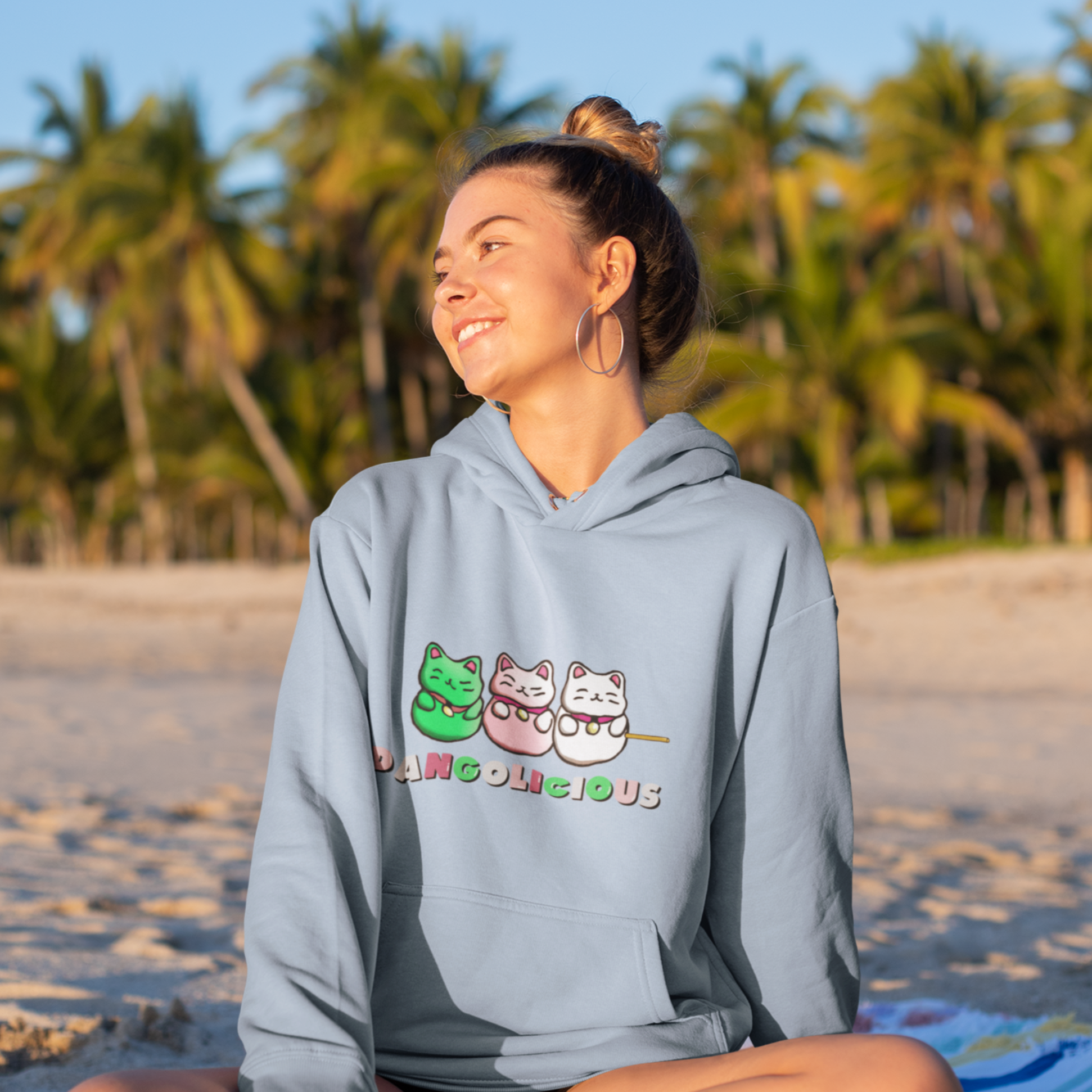Dangolicious Sanshoku Dango Mochi Cat Delight Art Print: Perfect for Foodie Fans, Asian Food Lovers, and Pun Hoodie Enthusiasts