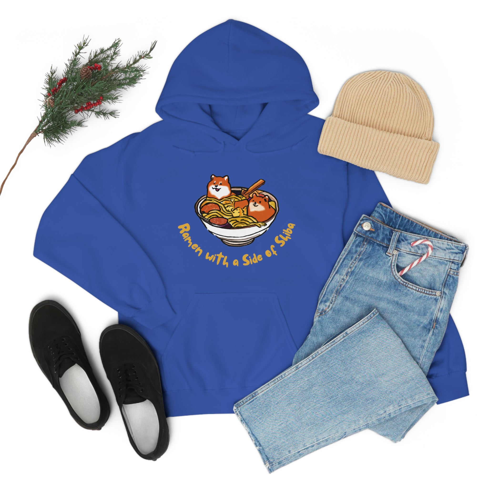 Shiba Inu Ramen Nights: Ramen Hoodie with Two Cute Pups