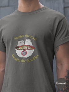 Ramen T-Shirt - Double the Cats, Double the Noodles! Japanese Foodie Shirt with Ramen Art