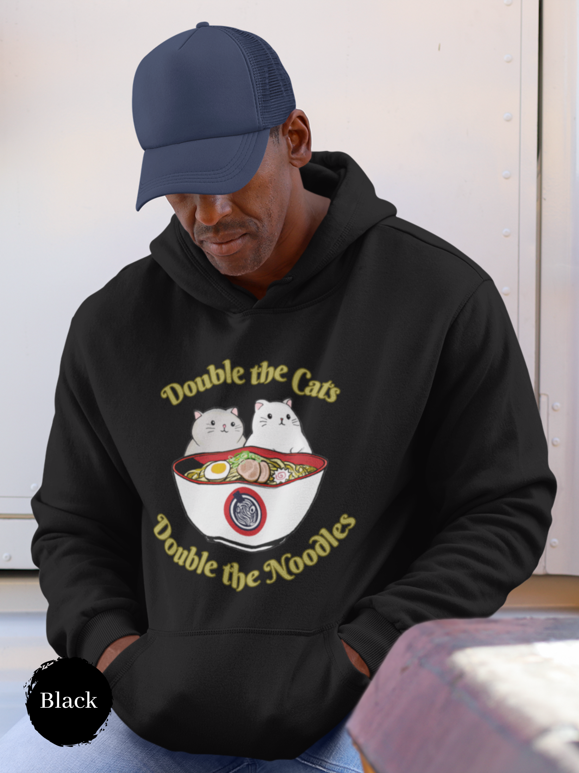 Ramen Hoodie: Double the Cats, Double the Noodles Cat Art - Perfect for Foodie Fans, Ramen Lovers, and Pun Hoodie Enthusiasts