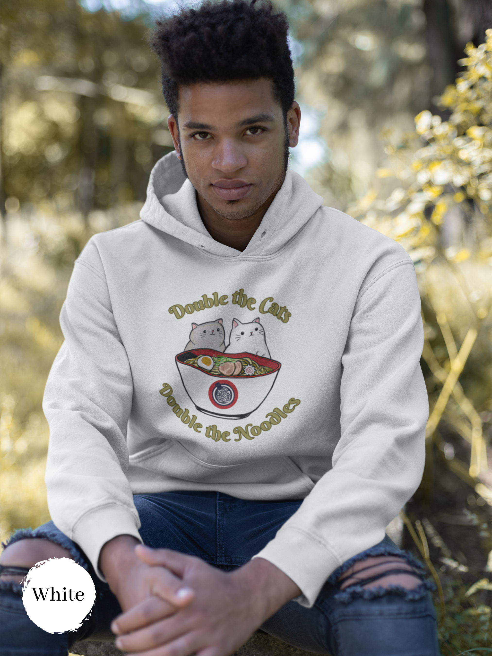 Ramen Hoodie: Double the Cats, Double the Noodles Cat Art - Perfect for Foodie Fans, Ramen Lovers, and Pun Hoodie Enthusiasts