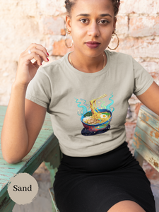 Ramen Galaxy T-Shirt: Japanese Foodie Shirt with Ramen Bowl and Space Art