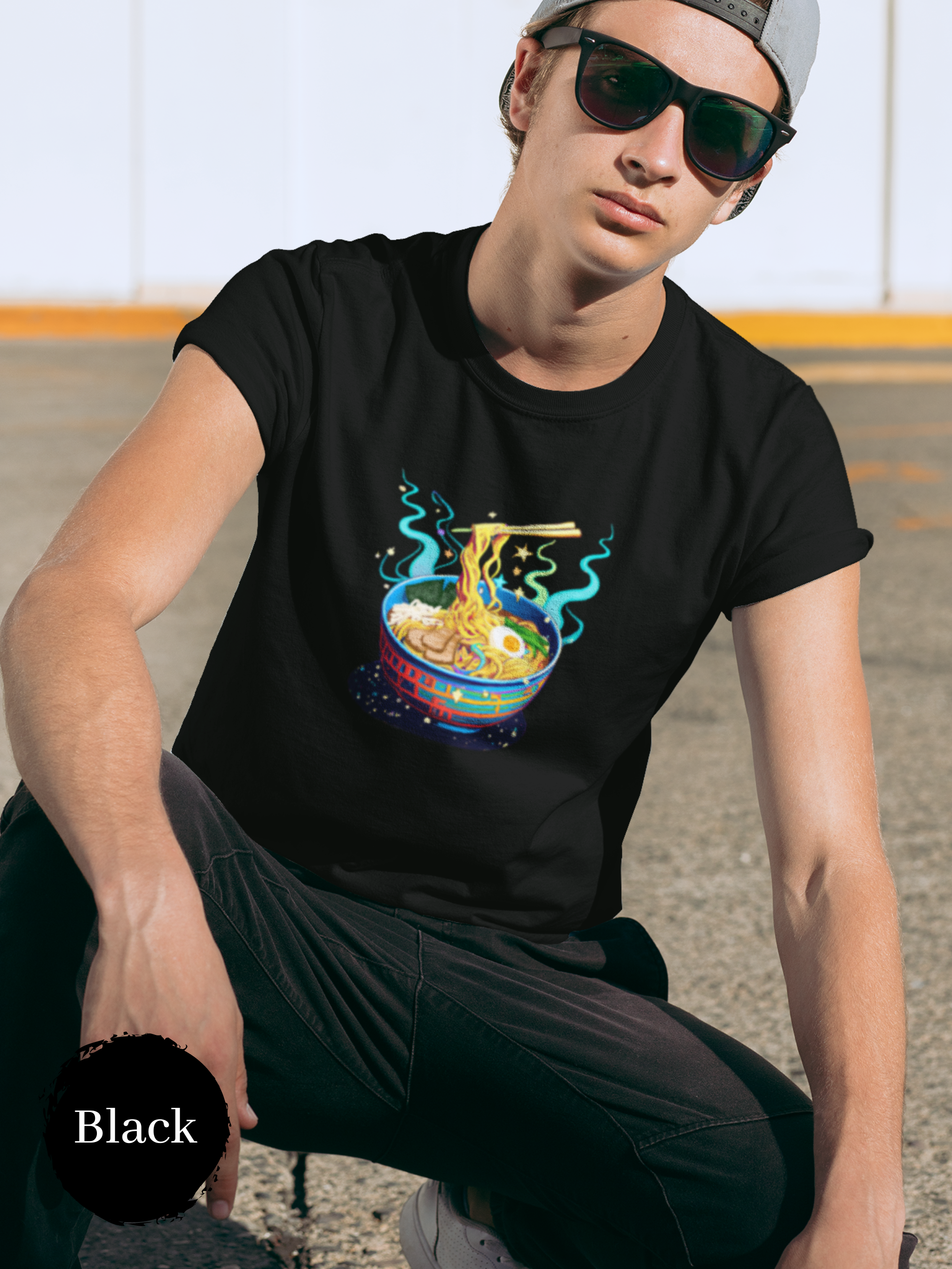 Ramen Galaxy T-Shirt: Japanese Foodie Shirt with Ramen Bowl and Space Art