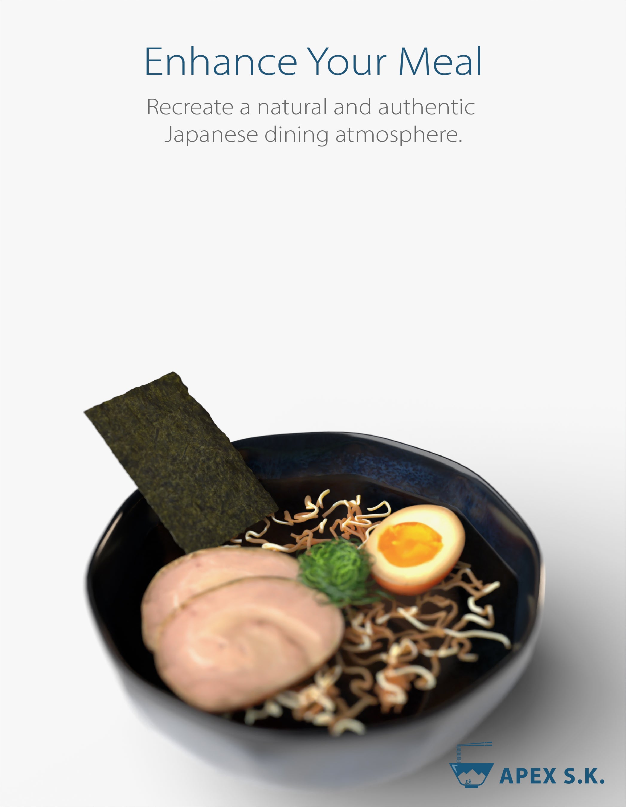 Ceramic 7.1" Japanese Ramen Bowls (Geometric Indigo)