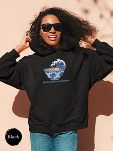 Ramen Hoodie: The Great Wave of Ramen - Asian Food and Art Inspired Hoodie for Foodies and Ramen Lovers