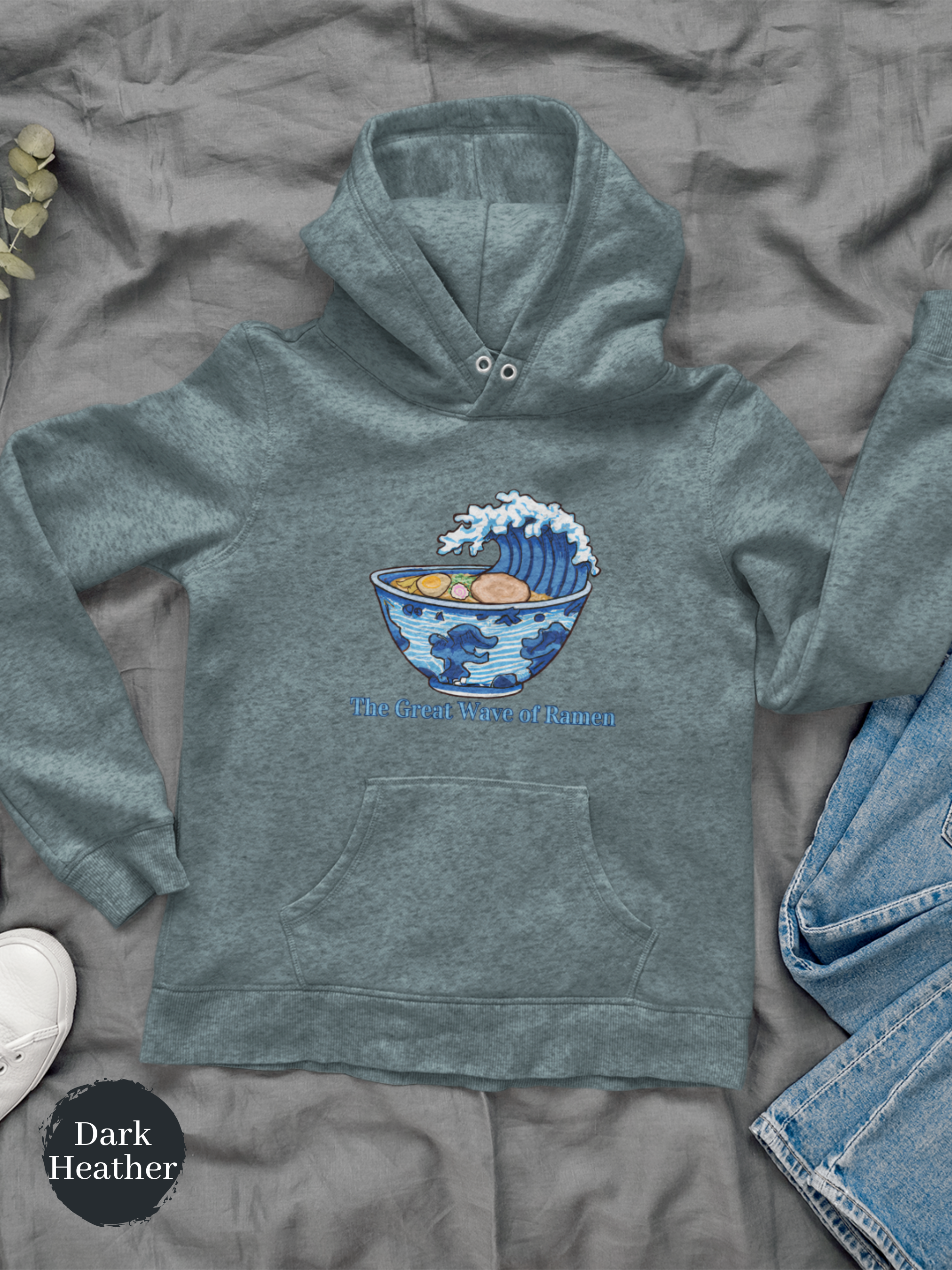 Ramen Hoodie: The Great Wave of Ramen - Asian Food and Art Inspired Hoodie for Foodies and Ramen Lovers