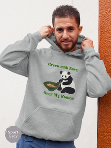 Ramen Hoodie: Green with Envy Over My Ramen Panda Sweatshirt - Foodie and Pun Hoodie with Ramen Art