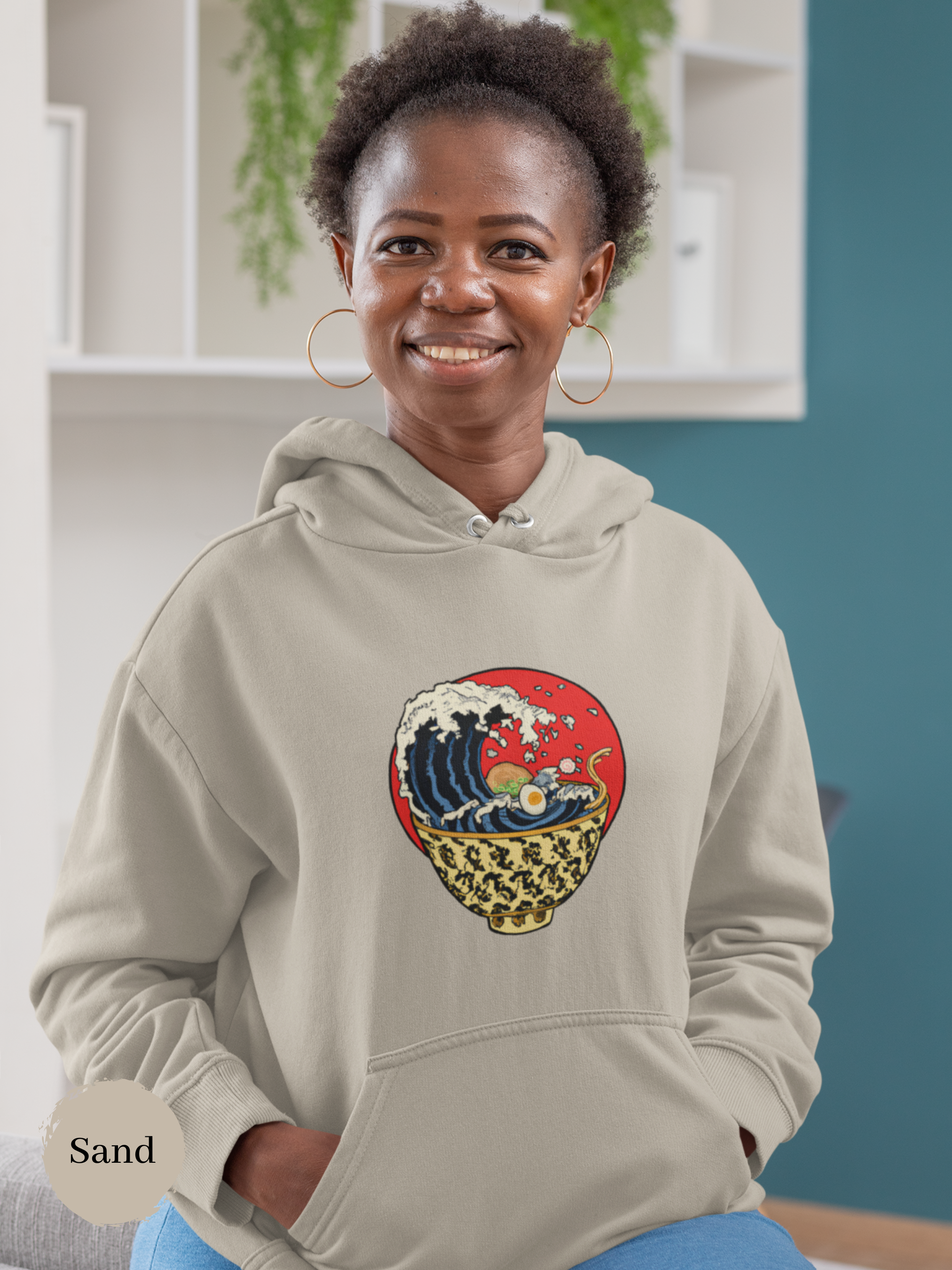 Ramen Hoodie: Hokusai Wave and Noodle Bowl - Asian-Inspired Wearable Art for Foodie Fans