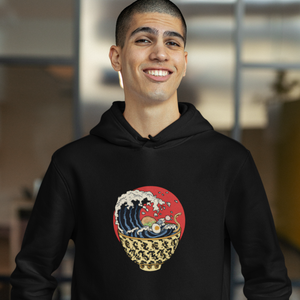 Ramen Hoodie: Hokusai Wave and Noodle Bowl - Asian-Inspired Wearable Art for Foodie Fans