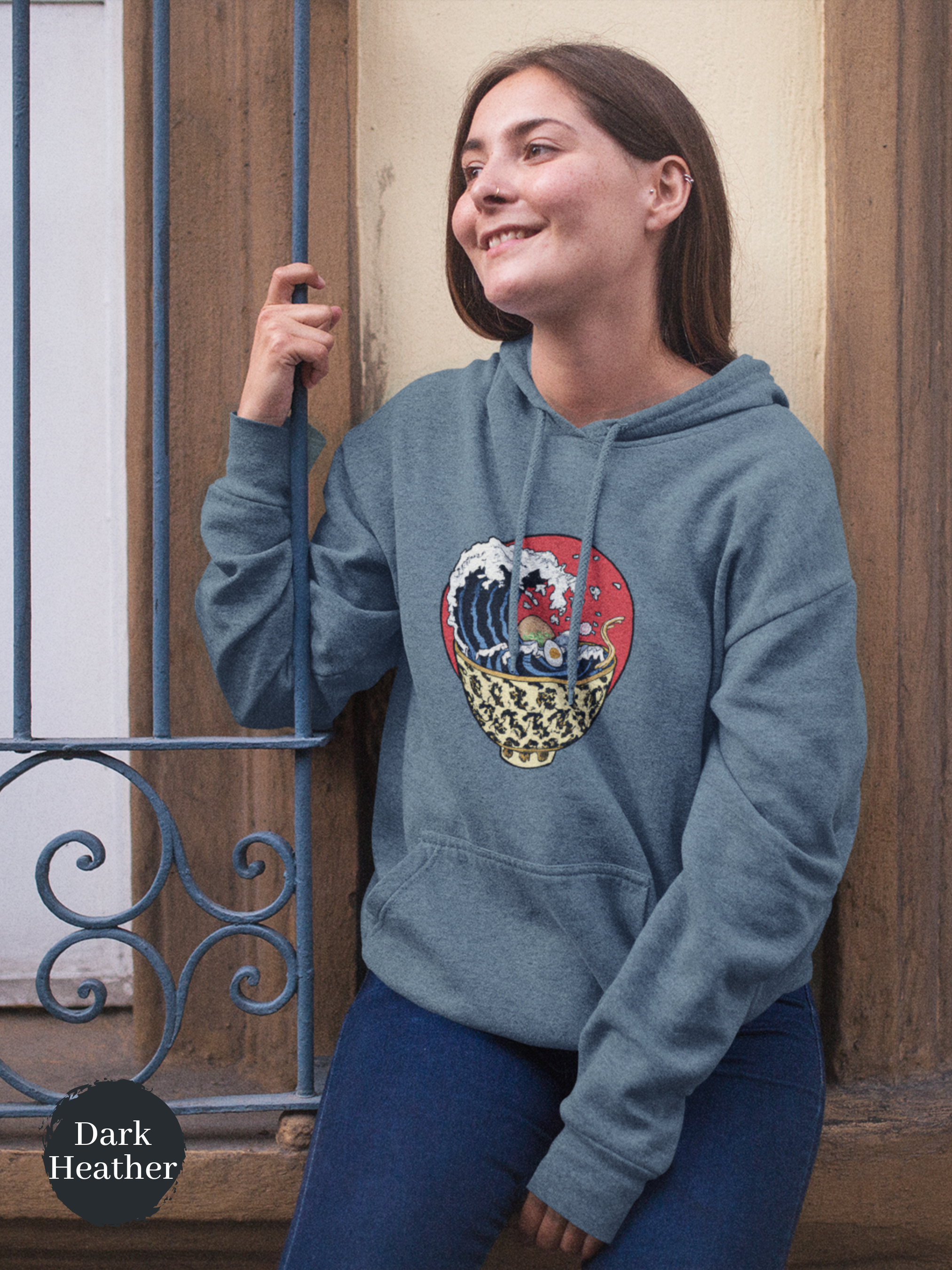 Ramen Hoodie: Hokusai Wave and Noodle Bowl - Asian-Inspired Wearable Art for Foodie Fans