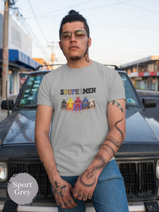 Ramen T-Shirt: Soupermen - Japanese Foodie Shirt with Ramen Art of Superheroes in Ramen Bowls
