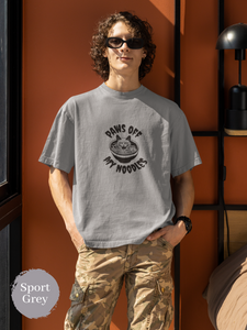 Ramen T-Shirt: Paws Off My Noodles - Japanese Foodie Shirt with Ramen Art of Cat Protecting Ramen Bowl