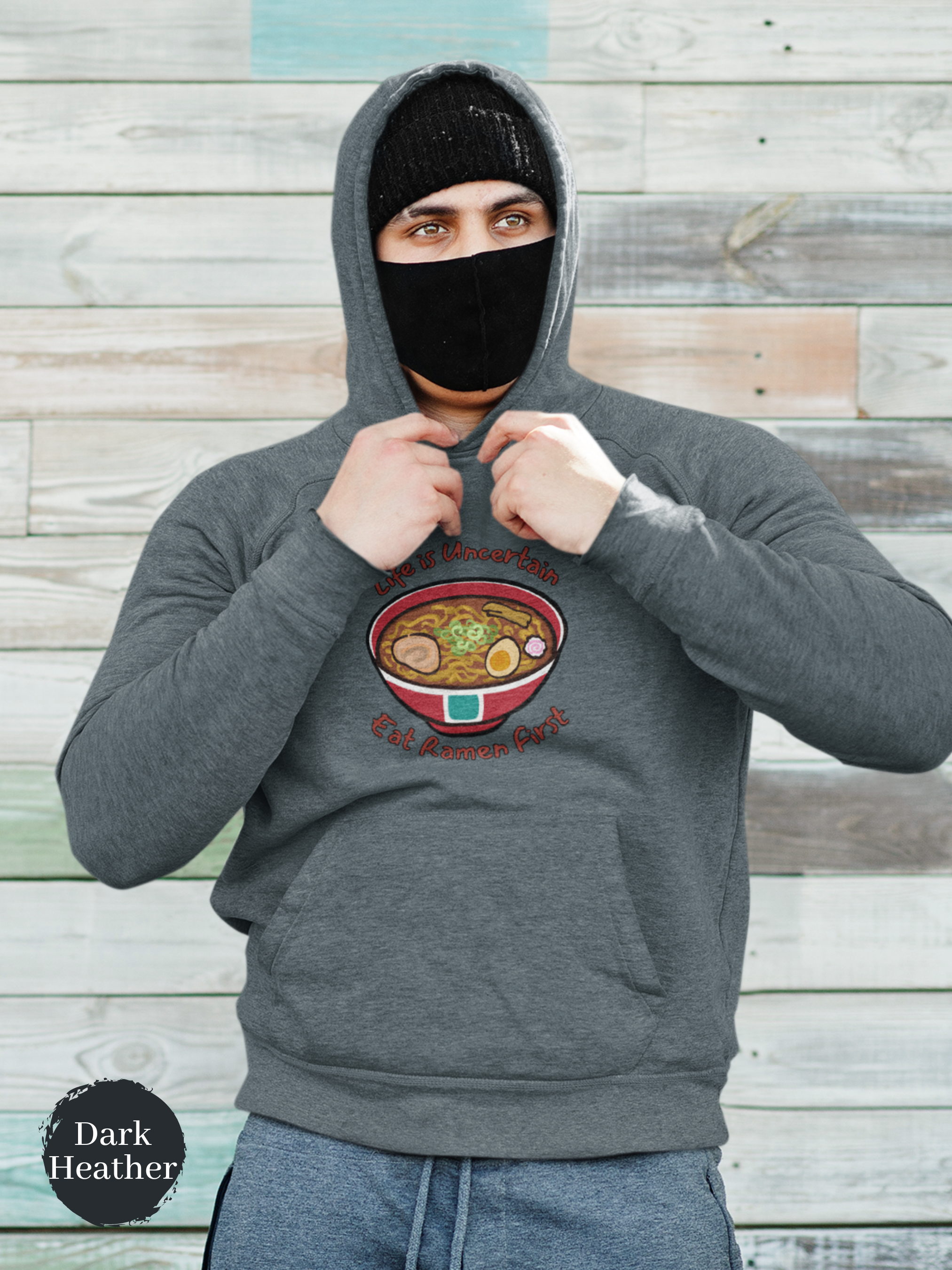 Ramen Hoodie: Life is Uncertain, Eat Ramen First - Asian Foodie Hoodie with Ramen Art and Punny Message