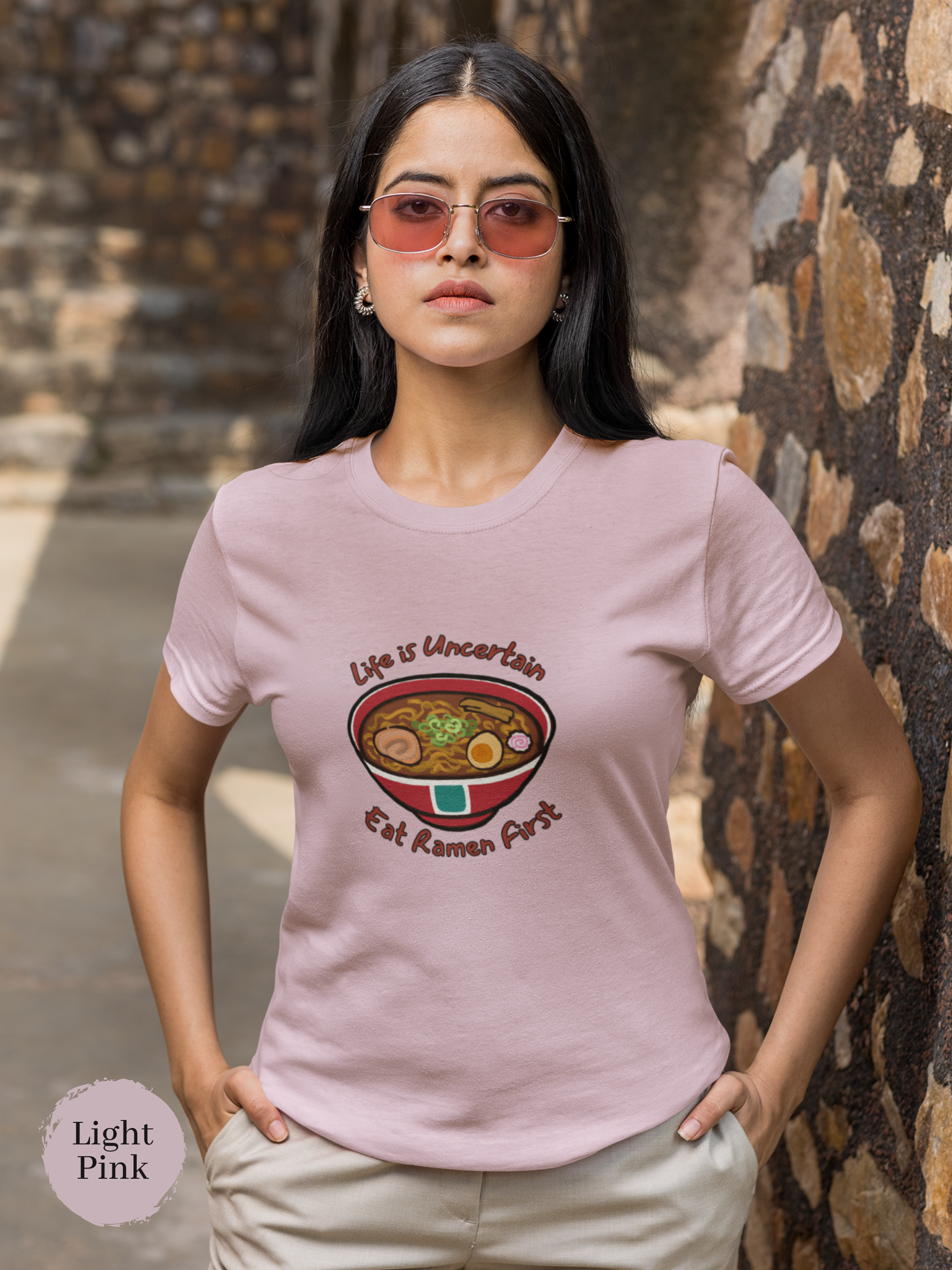 Ramen T-shirt: Life is Uncertain, Eat Ramen First - Japanese Foodie Shirt with Ramen Art