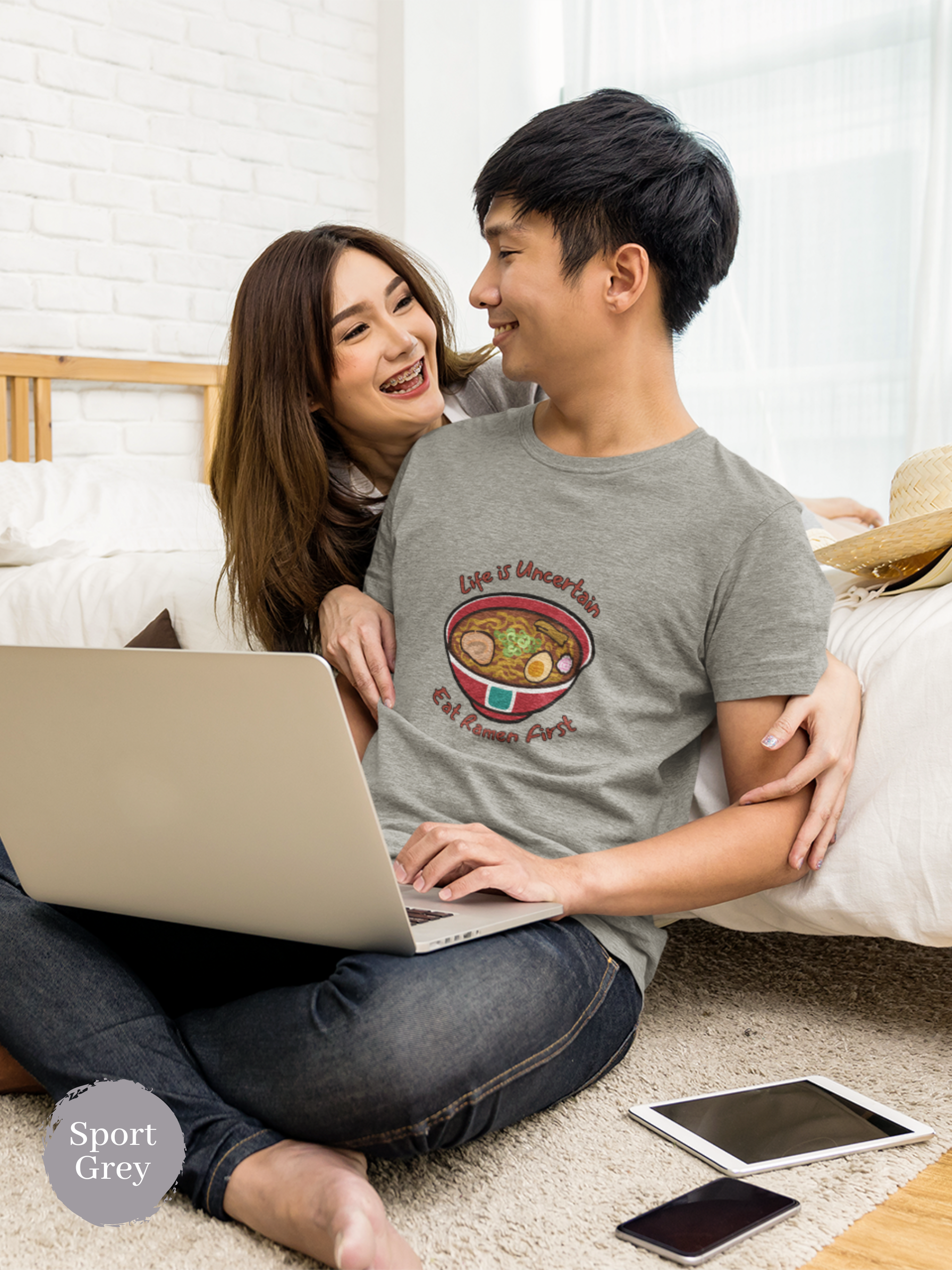 Ramen T-shirt: Life is Uncertain, Eat Ramen First - Japanese Foodie Shirt with Ramen Art