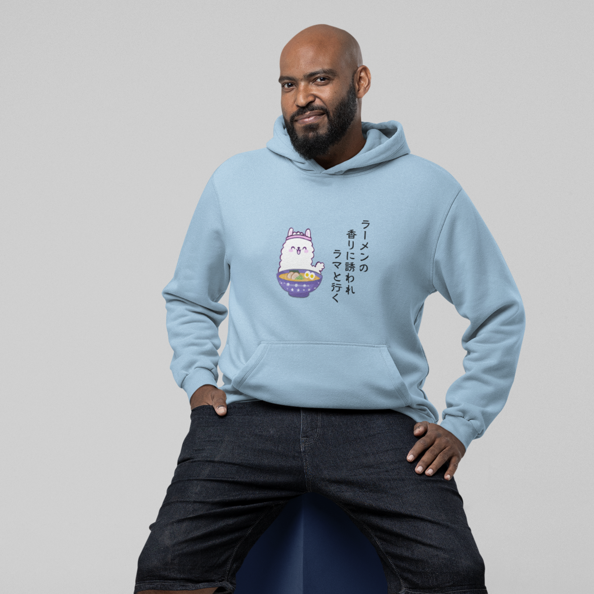 Ramen Hoodie: Llama Haiku and Ramen Bowl Illustration - Asian Food and Ramen Art Sweatshirt