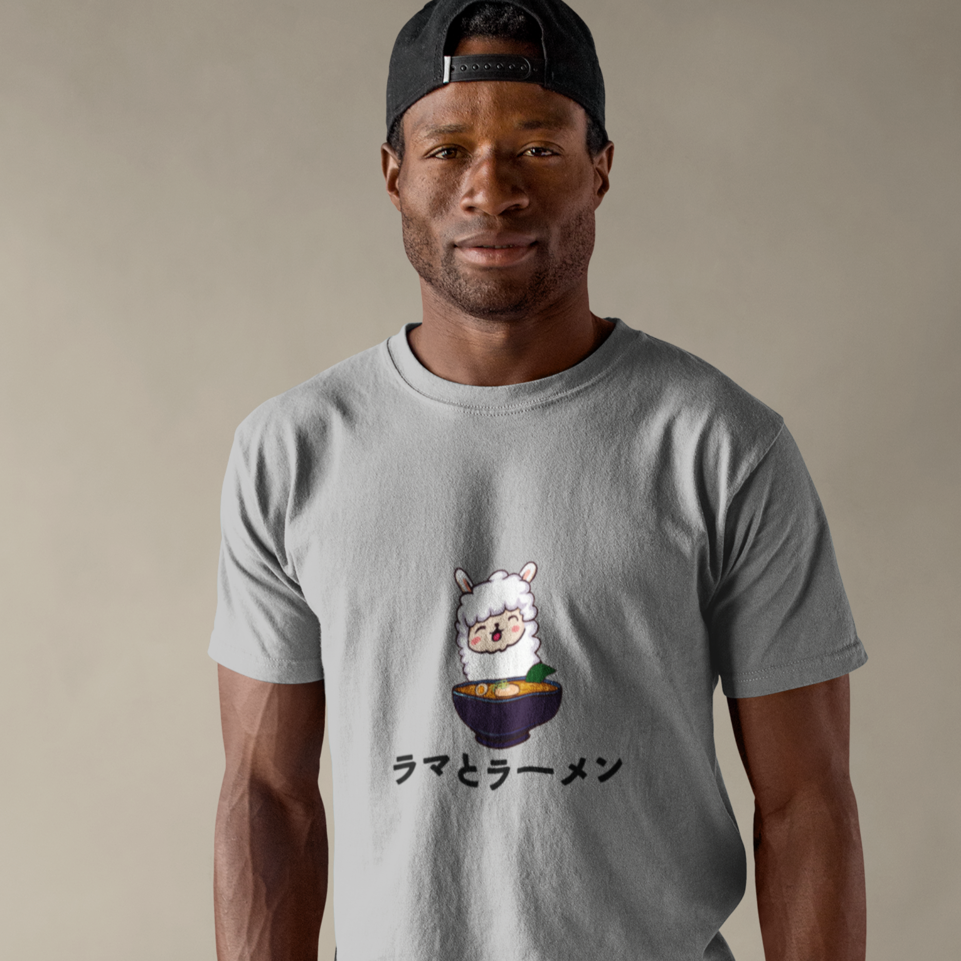 Ramen T-Shirt: Cute Llama and Ramen Art in Japanese Characters - Perfect for Foodie and Japanese Shirt Fans!