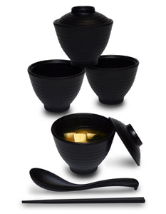 Black Miso Soup Bowl Set