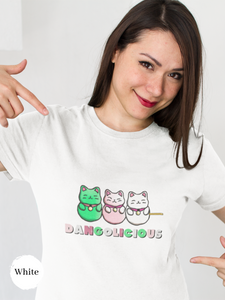 Japanese Mochi Cat Dangolicious T-Shirt with Sanshoku Dango Cats - Mochi Donut and Squishy Mochi Inspired Tee