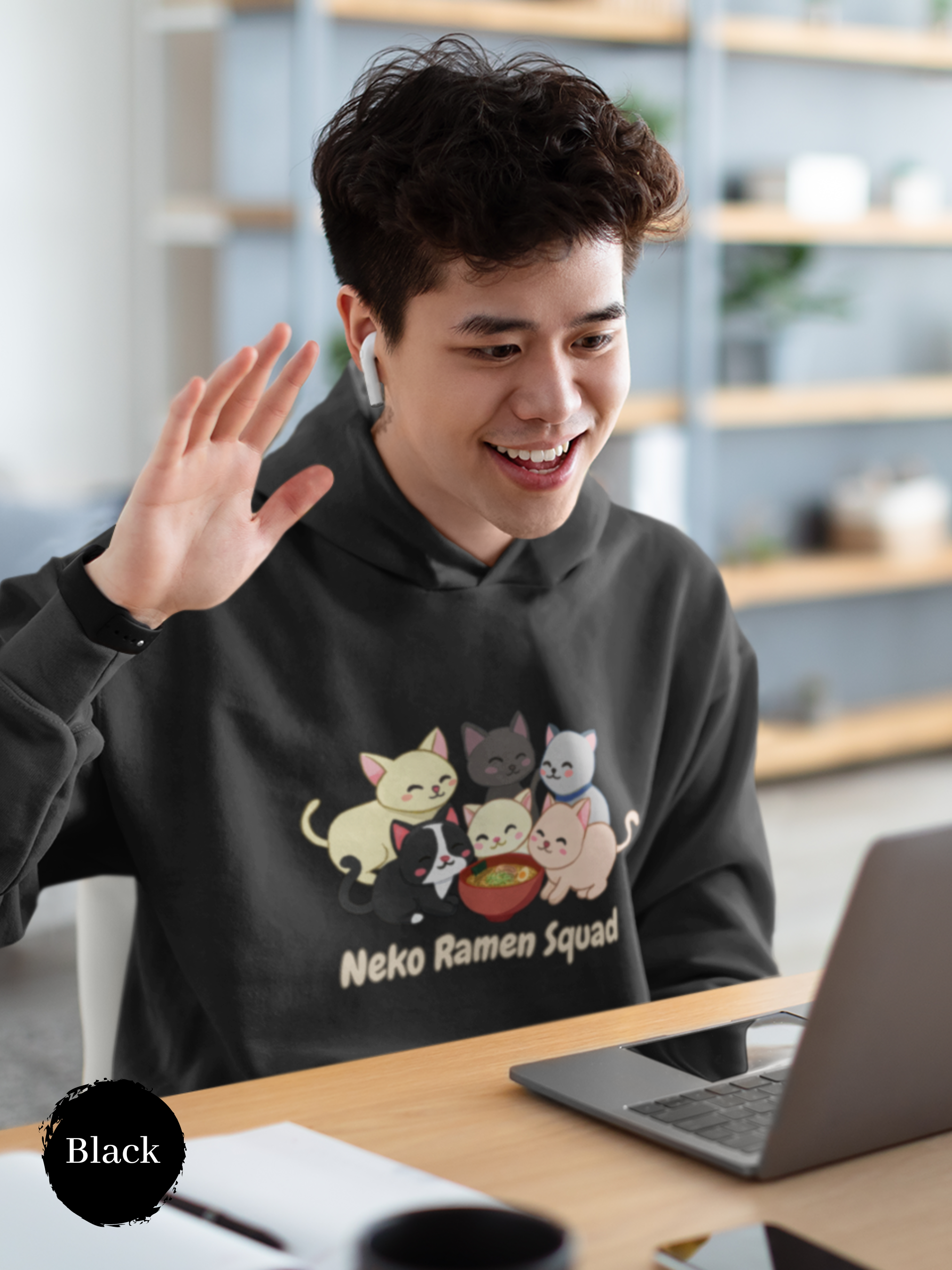 Ramen Hoodie: Neko Ramen Squad - Asian Foodie Hoodie with Playful Ramen Art and Purrfect Puns