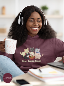 Ramen Hoodie: Neko Ramen Squad - Asian Foodie Hoodie with Playful Ramen Art and Purrfect Puns