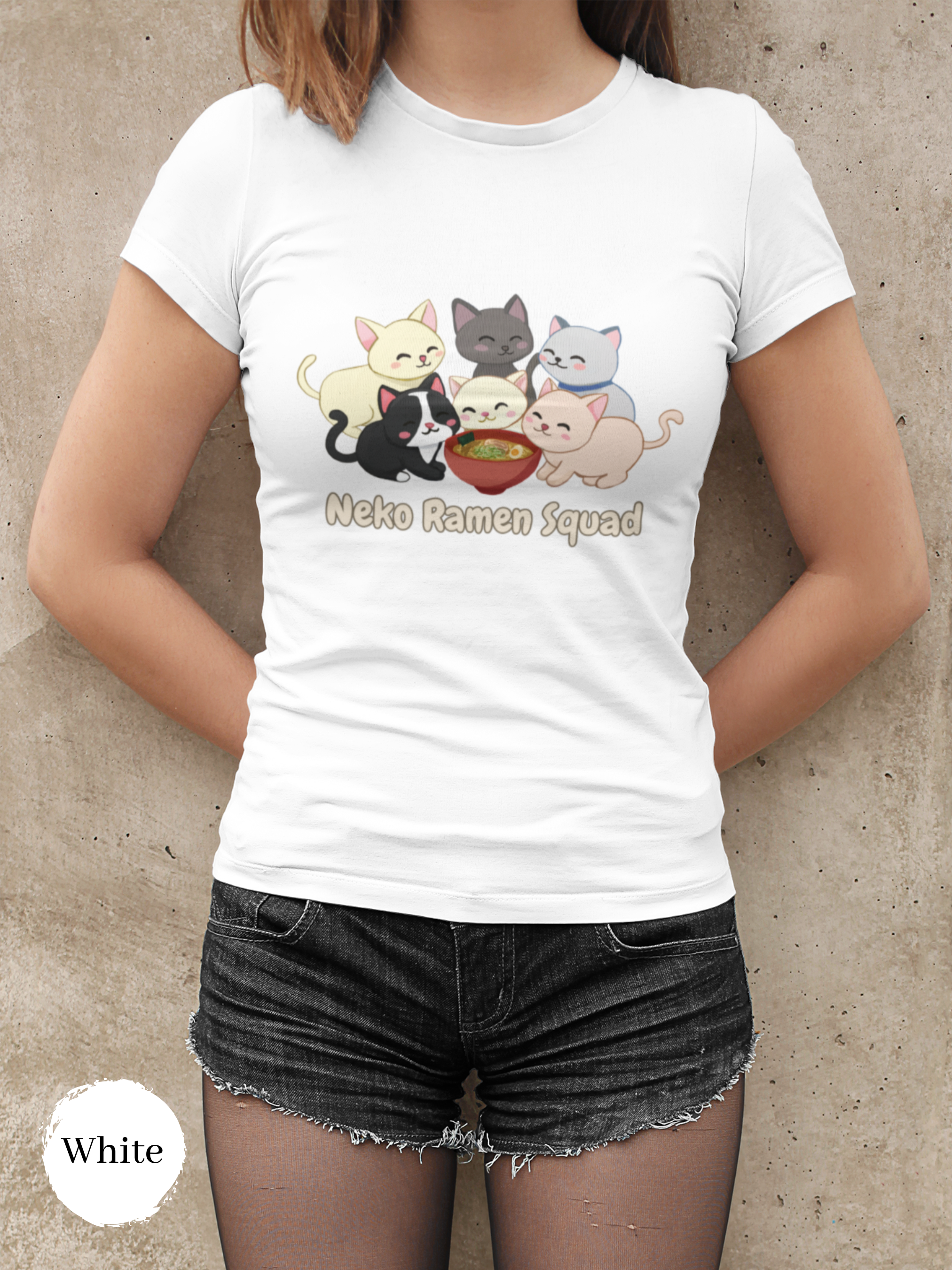 Ramen T-Shirt - Neko Ramen Squad Cute Cat Illustration Japanese Foodie Shirt