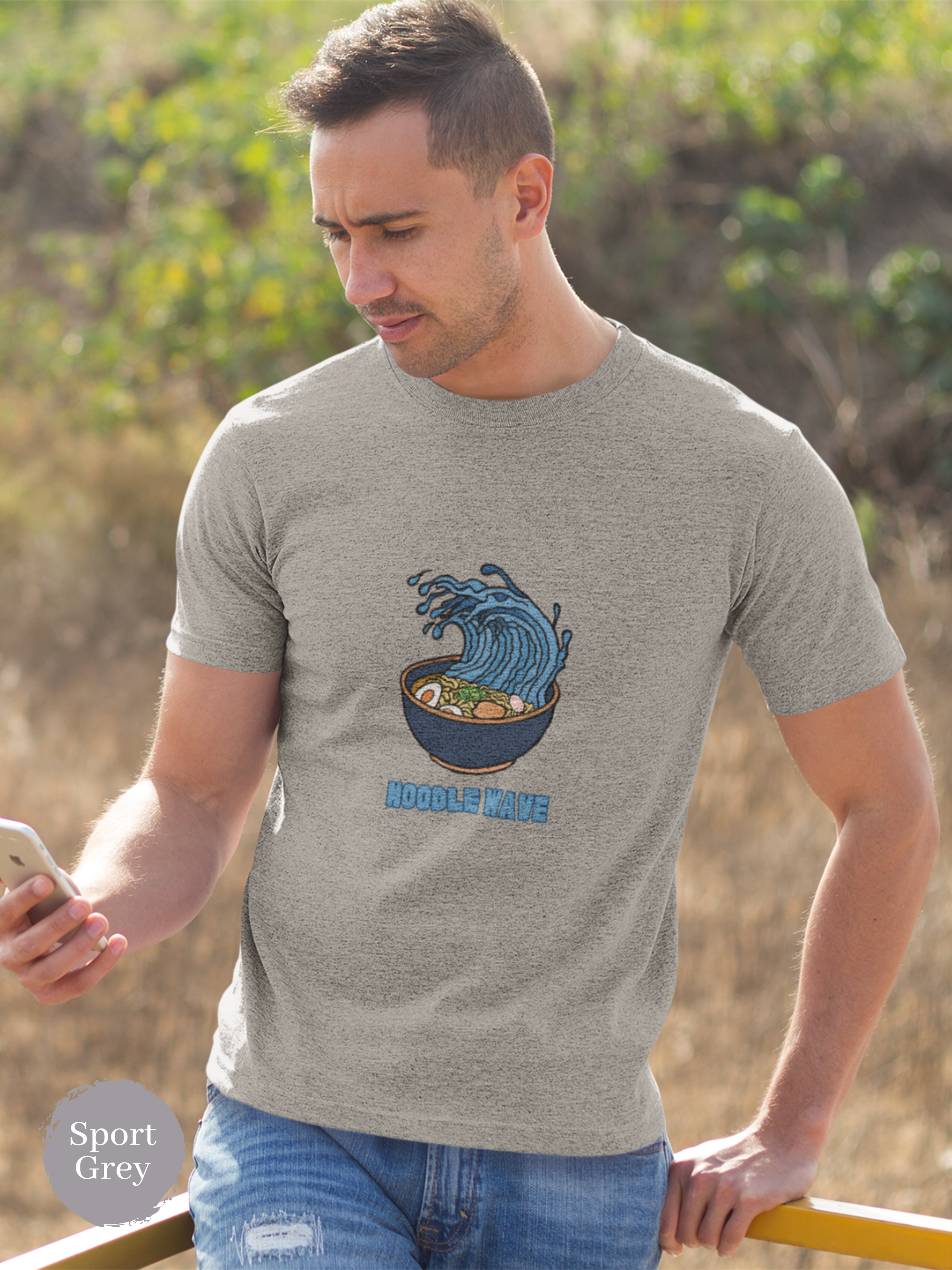 Ramen T-shirt with Noodle Wave: Japanese Foodie Shirt with Hokusai Style Ramen Art