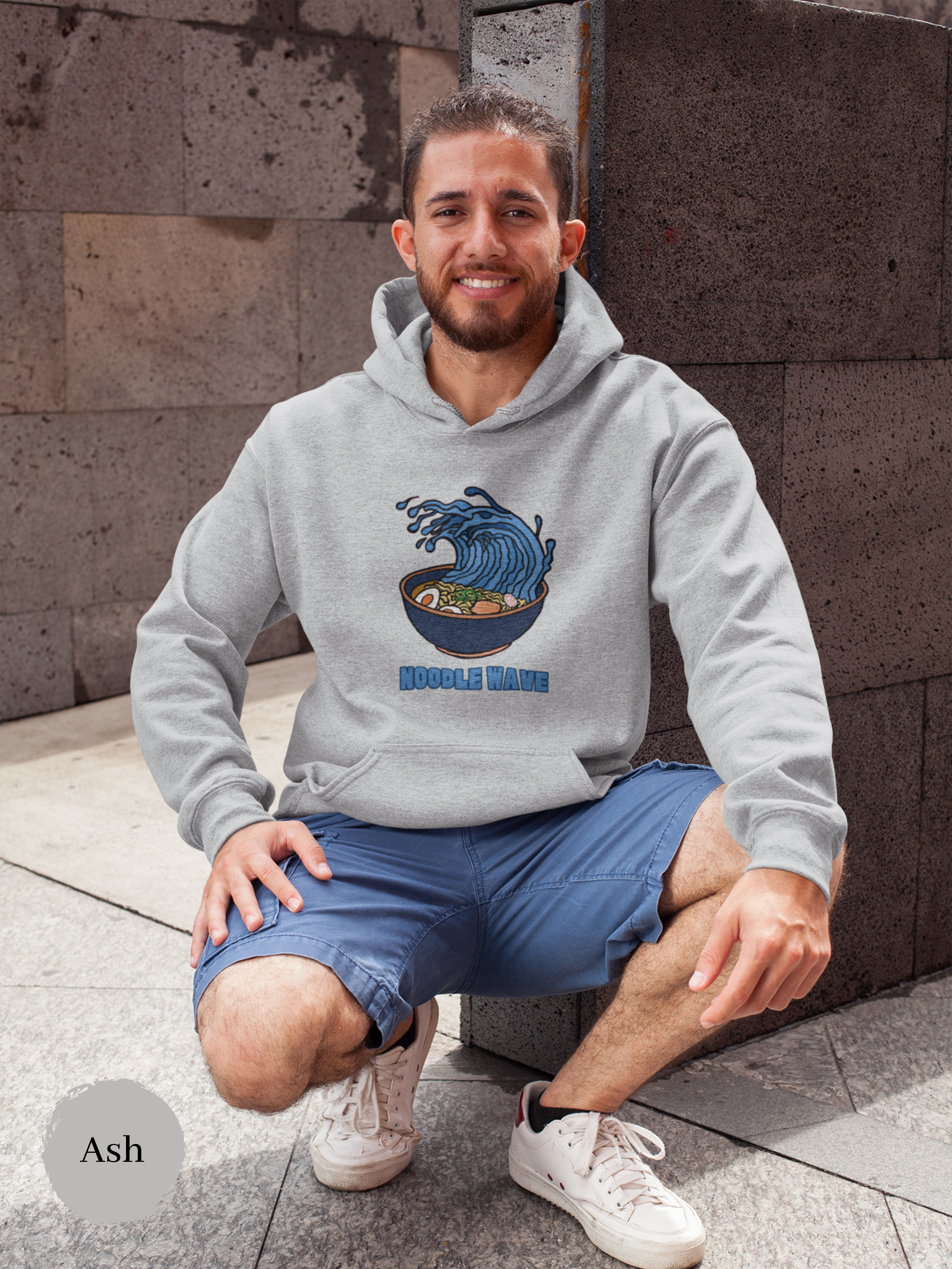 Ramen Hoodie: Noodle Wave - Hokusai-style Ramen Art Sweatshirt for Foodie Lovers and Asian Food Enthusiasts