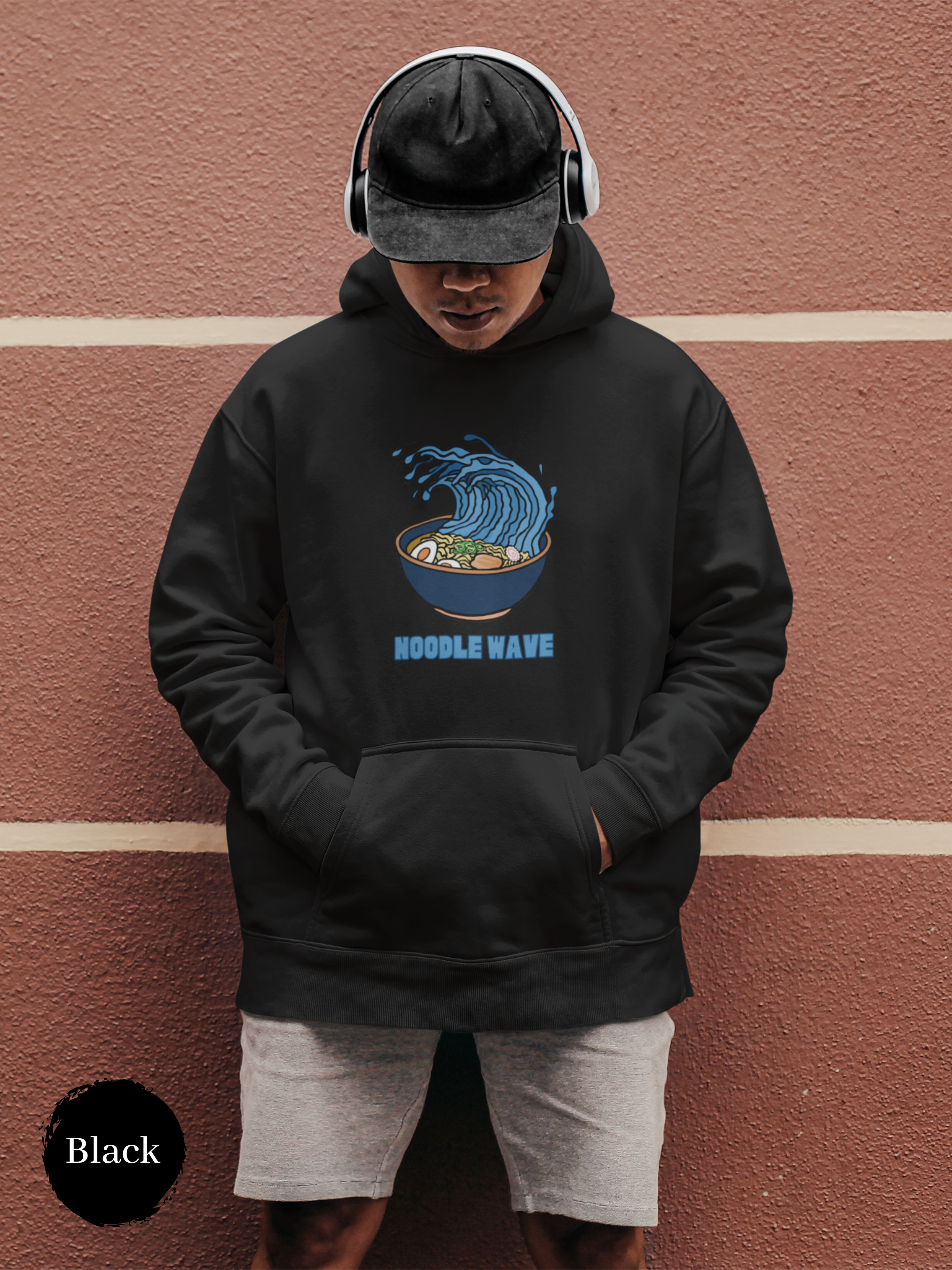 Ramen Hoodie: Noodle Wave - Hokusai-style Ramen Art Sweatshirt for Foodie Lovers and Asian Food Enthusiasts