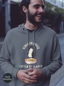 Ramen Hoodie: Penguin Power Fueled by Ramen Artwork on Asian Food Hoodie with a Pun Twist