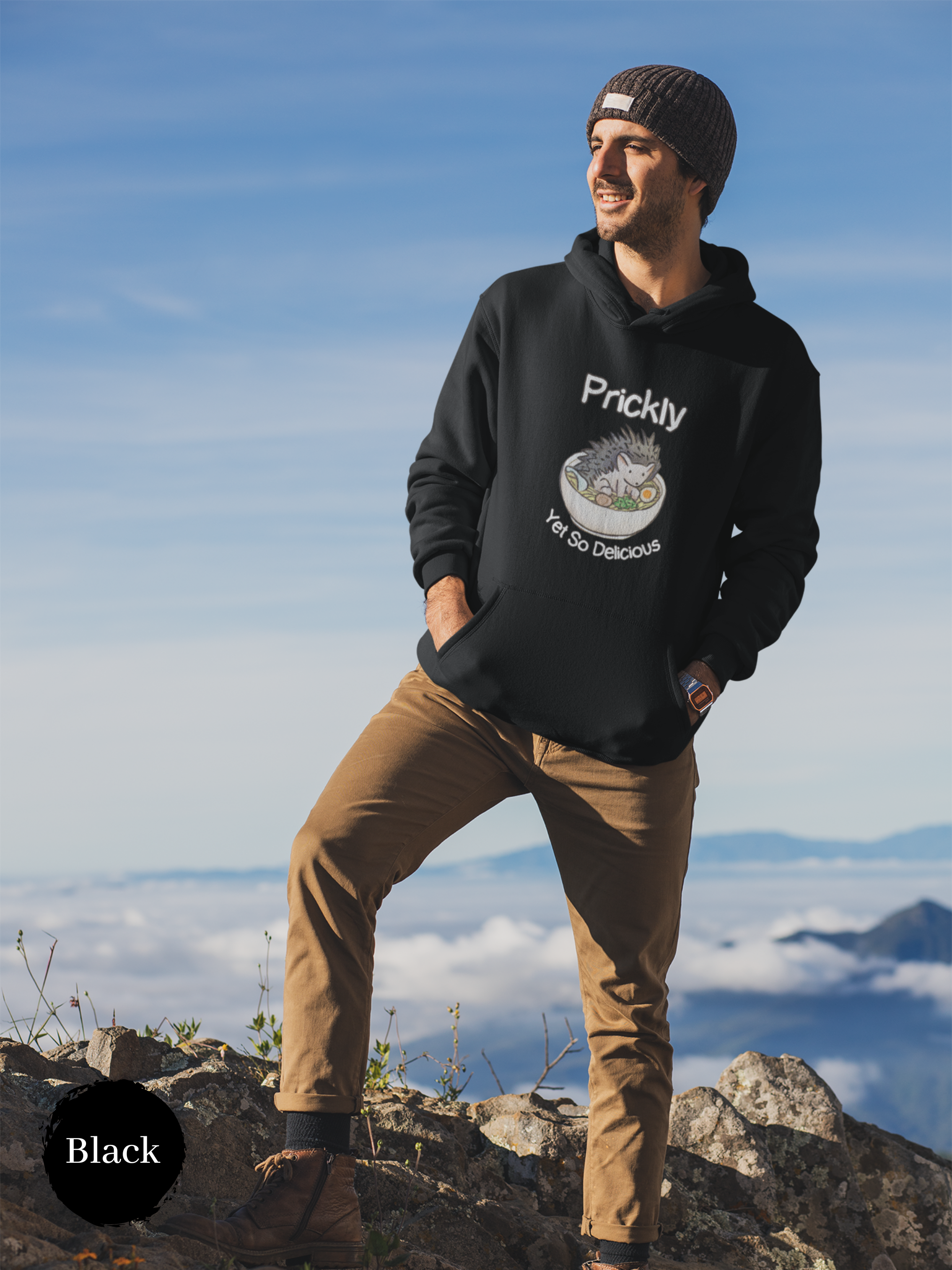 Ramen Hoodie: "Prickly Yet So Delicious" Hedgehog Ramen Sweatshirt for Foodie Lovers Asian Food Hoodie