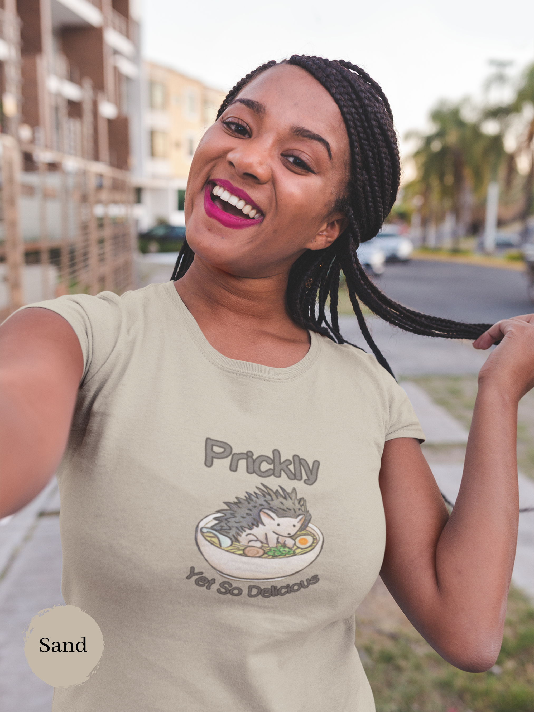 Ramen T-shirt with Prickly Yet So Delicious Porcupine - Japanese Foodie Shirt with Ramen Art