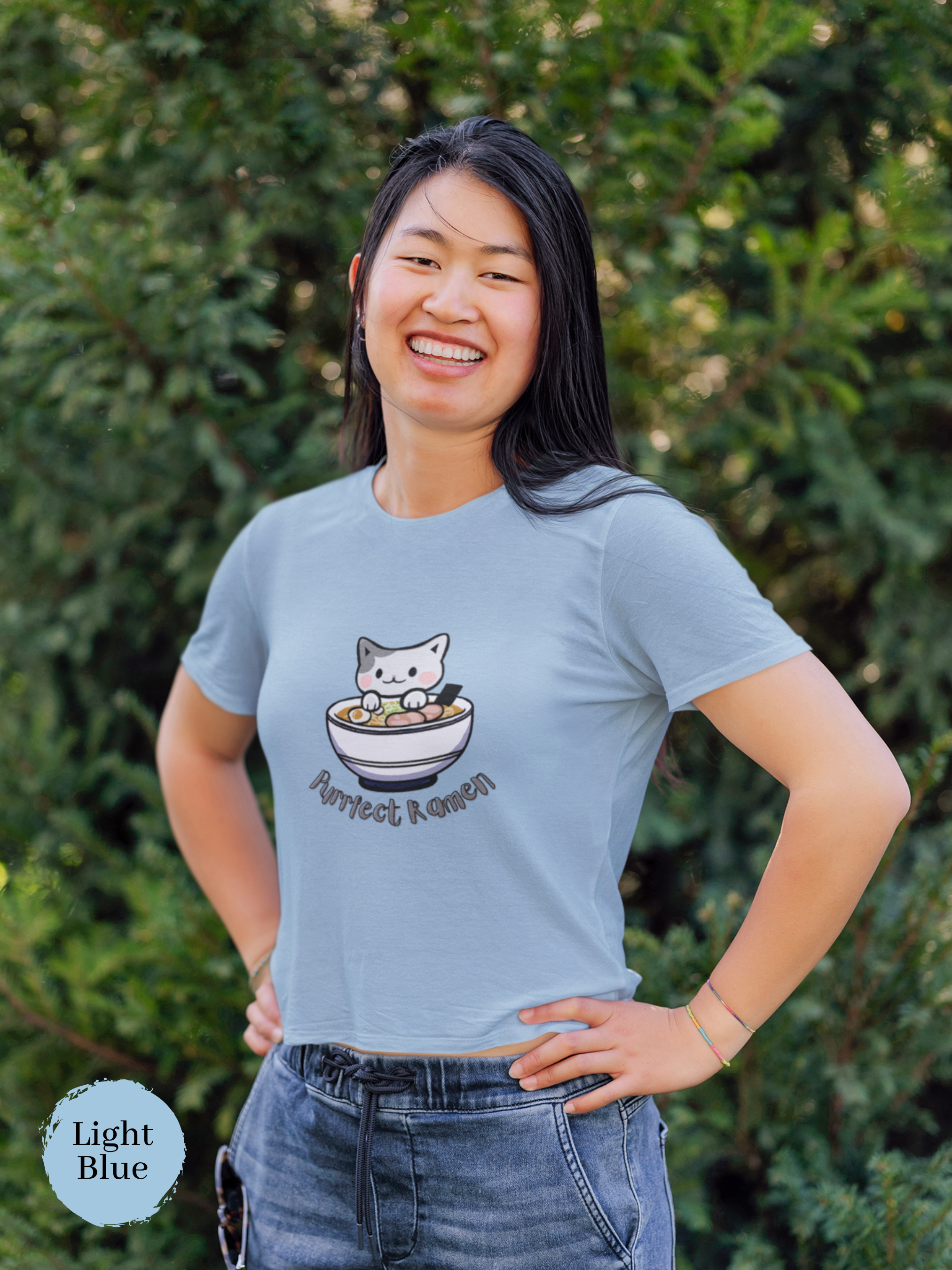 Ramen T-Shirt - Purrfect Ramen with Cute Cat Illustration - Japanese Foodie Shirt with Ramen Art