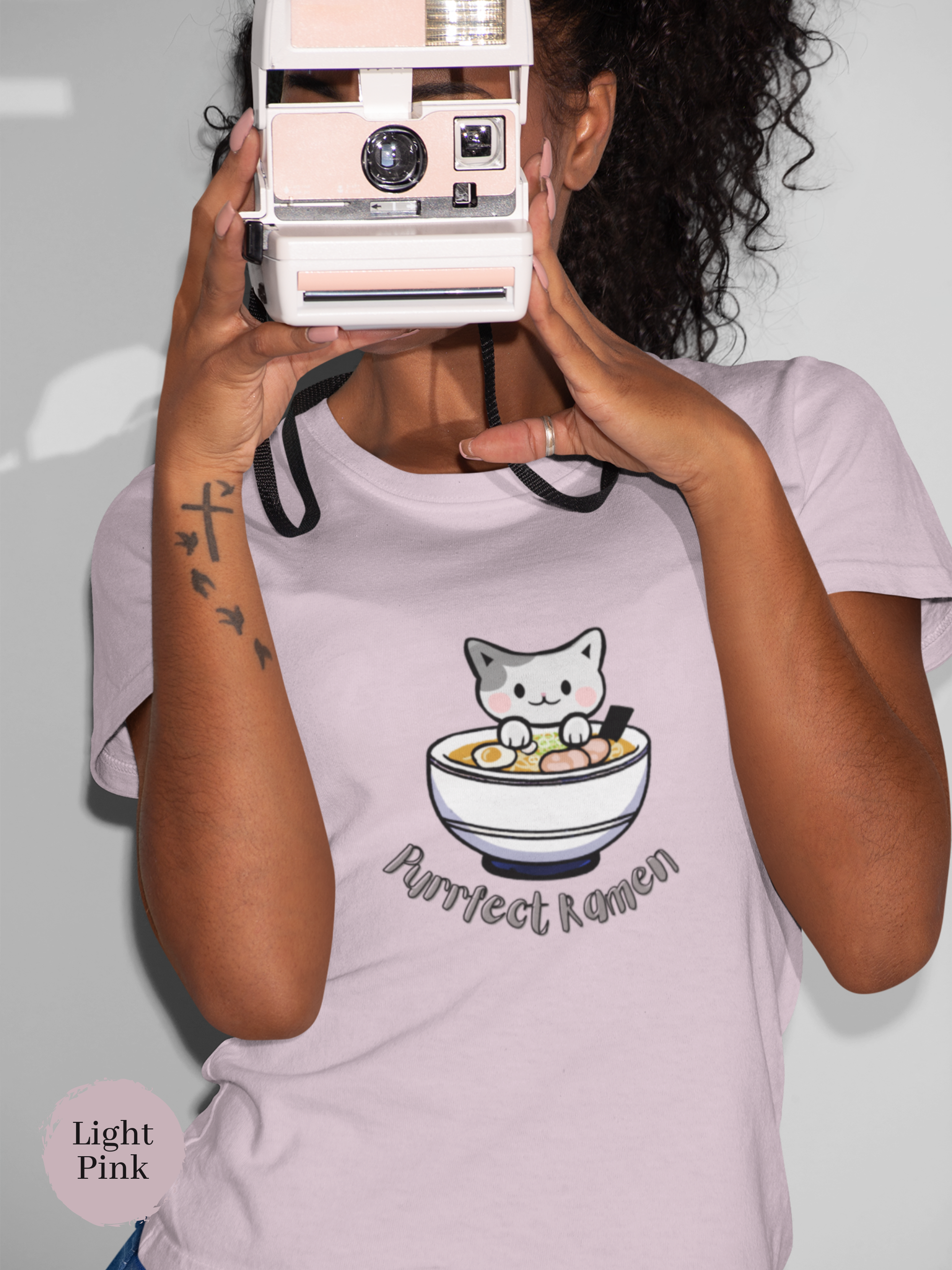 Ramen T-Shirt - Purrfect Ramen with Cute Cat Illustration - Japanese Foodie Shirt with Ramen Art
