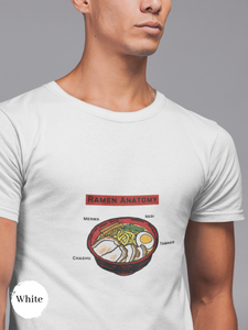 Ramen T-shirt: Anatomy of Ramen Bowl - Japanese Foodie Shirt with Illustration of Ramen Art