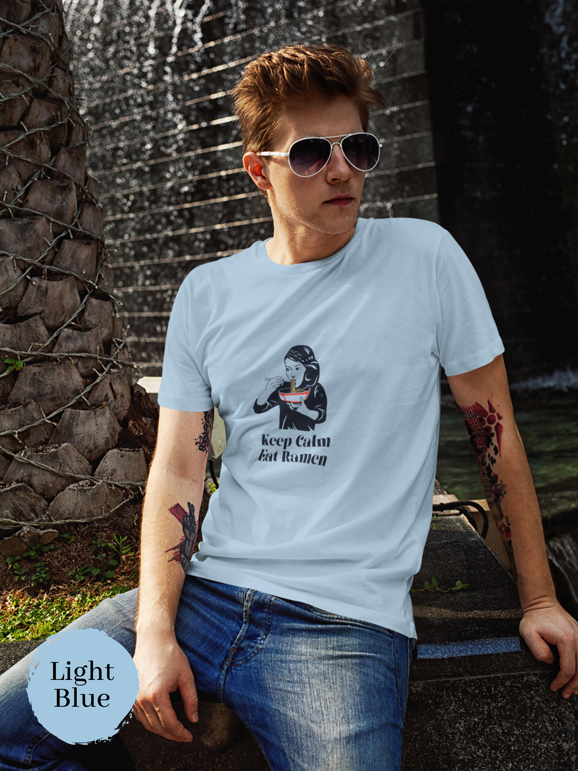 Ramen T-shirt: Keep Calm and Eat Ramen with Japanese Noodle Art for Foodie Fans