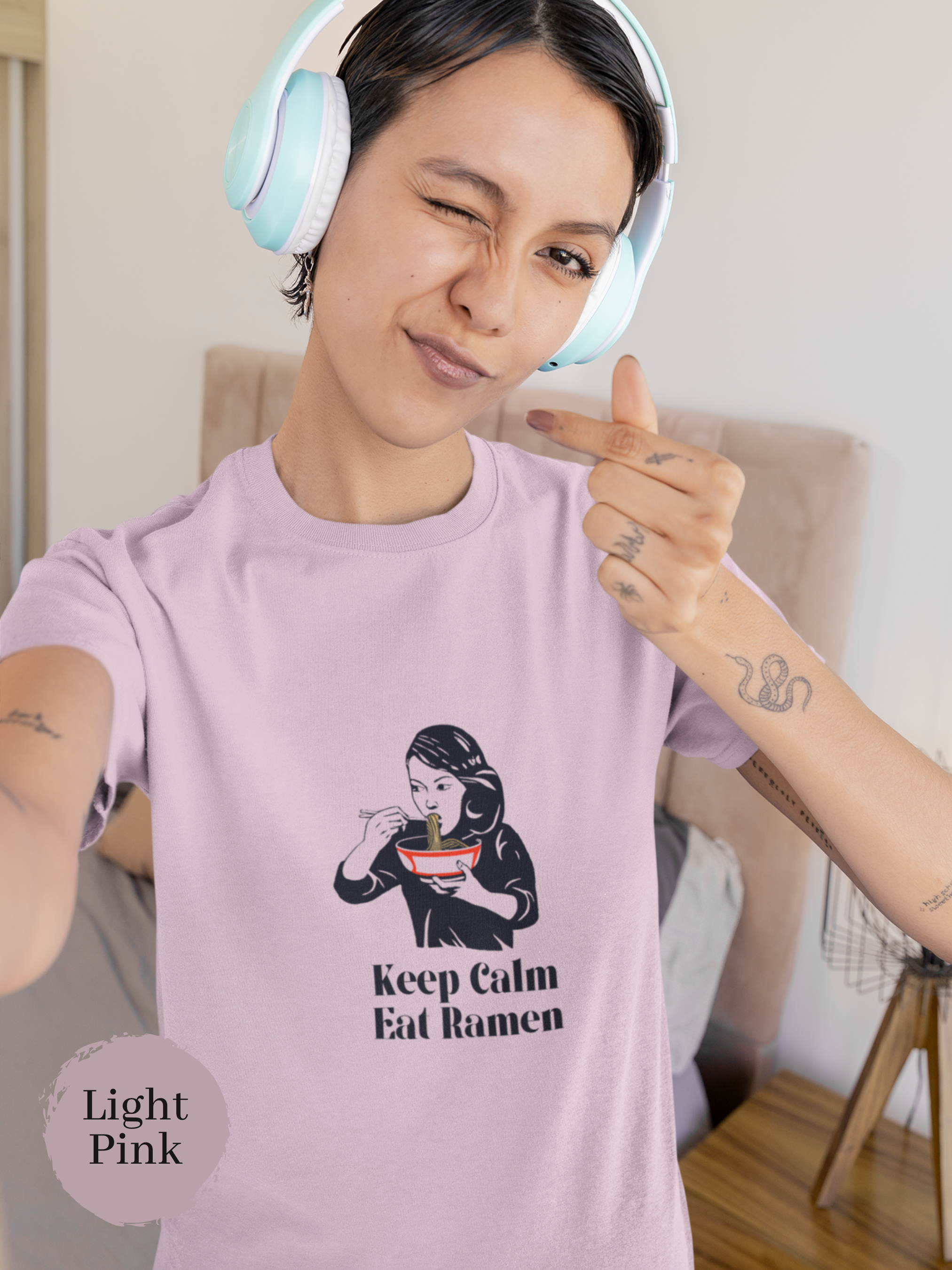 Ramen T-shirt: Keep Calm and Eat Ramen with Japanese Noodle Art for Foodie Fans