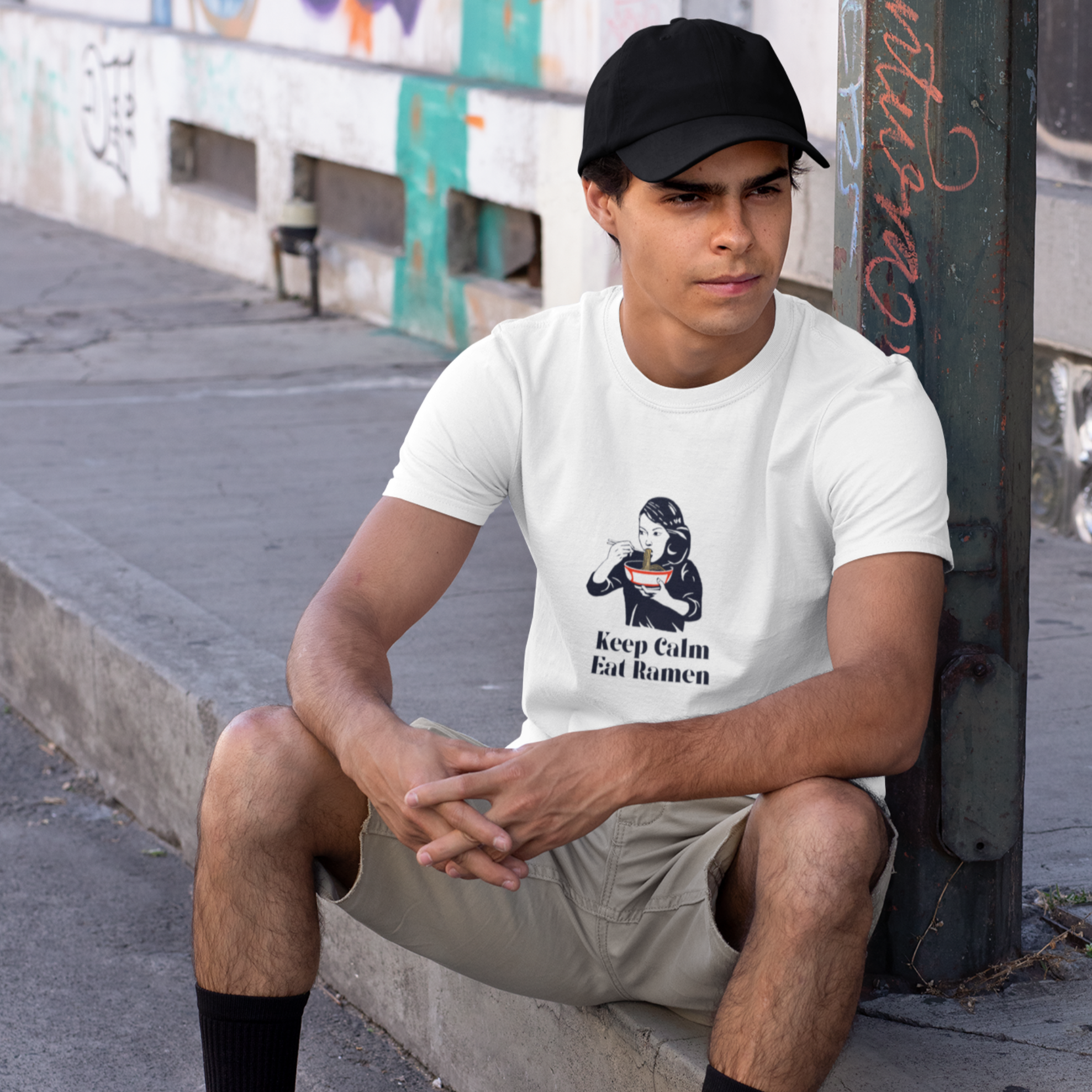 Ramen T-shirt: Keep Calm and Eat Ramen with Japanese Noodle Art for Foodie Fans