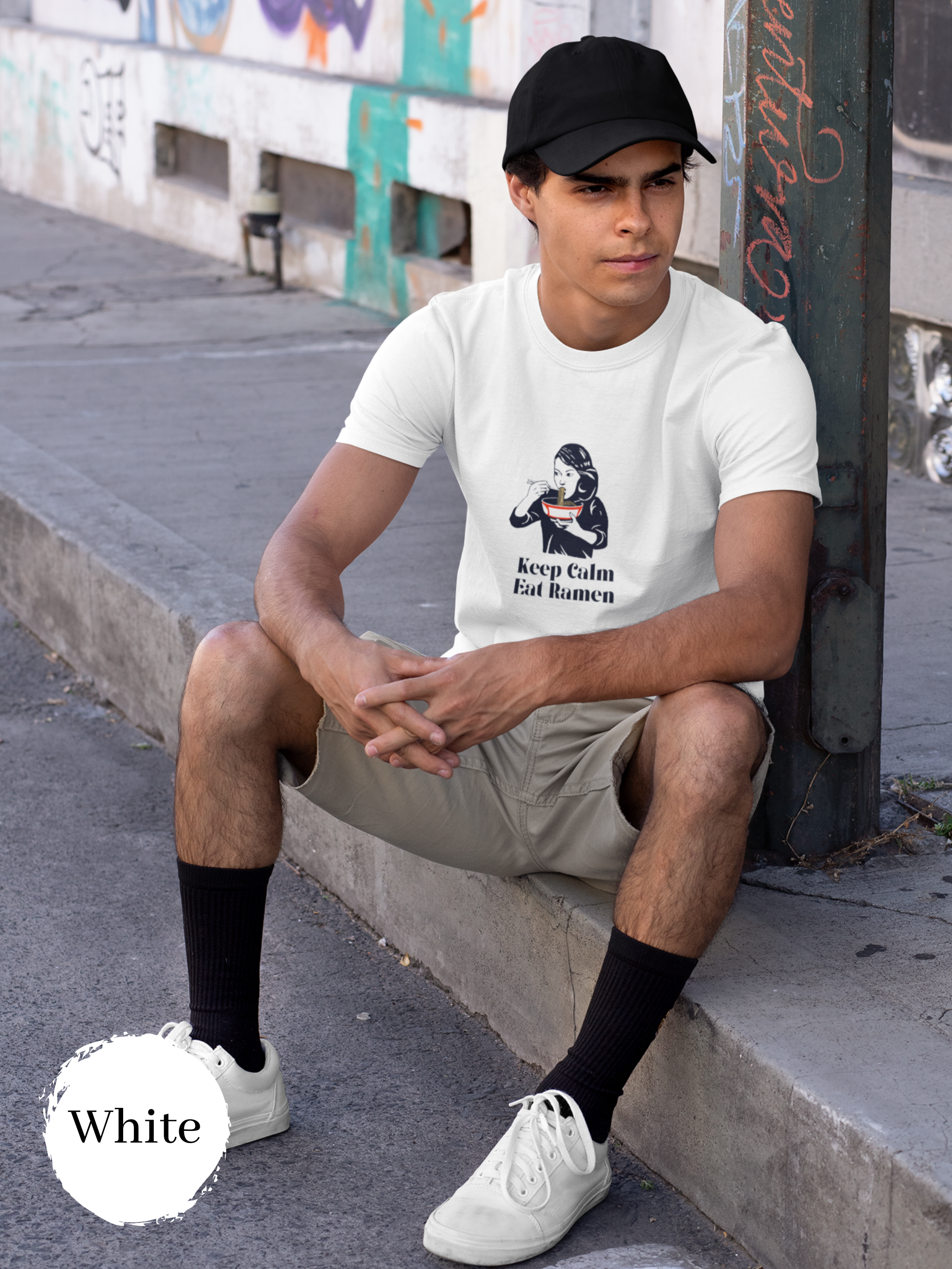 Ramen T-shirt: Keep Calm and Eat Ramen with Japanese Noodle Art for Foodie Fans
