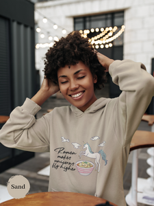 Ramen Hoodie: Flying Higher with Unicorn Power and Delicious Ramen Noodles Pun Hoodie