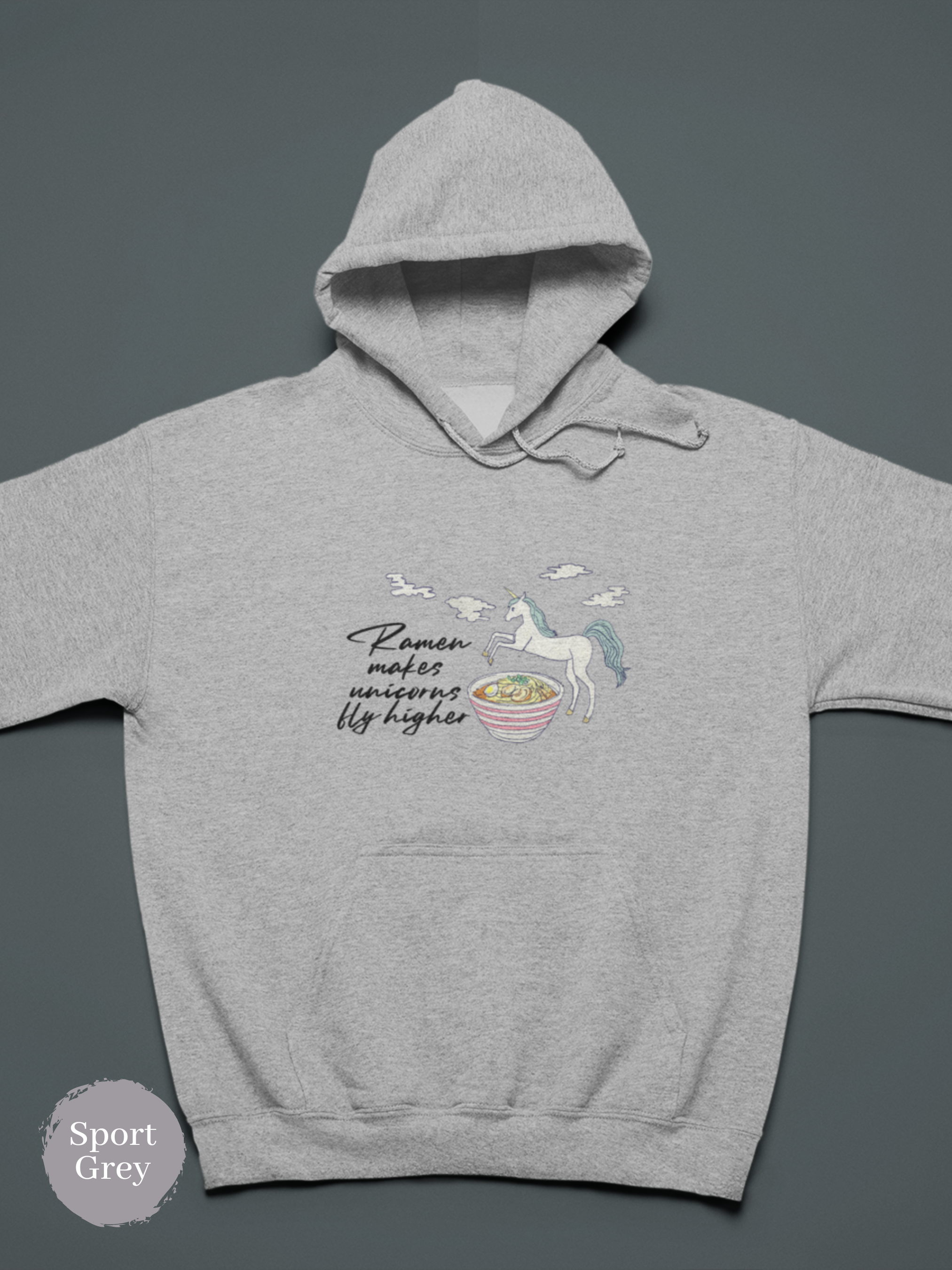 Ramen Hoodie: Flying Higher with Unicorn Power and Delicious Ramen Noodles Pun Hoodie