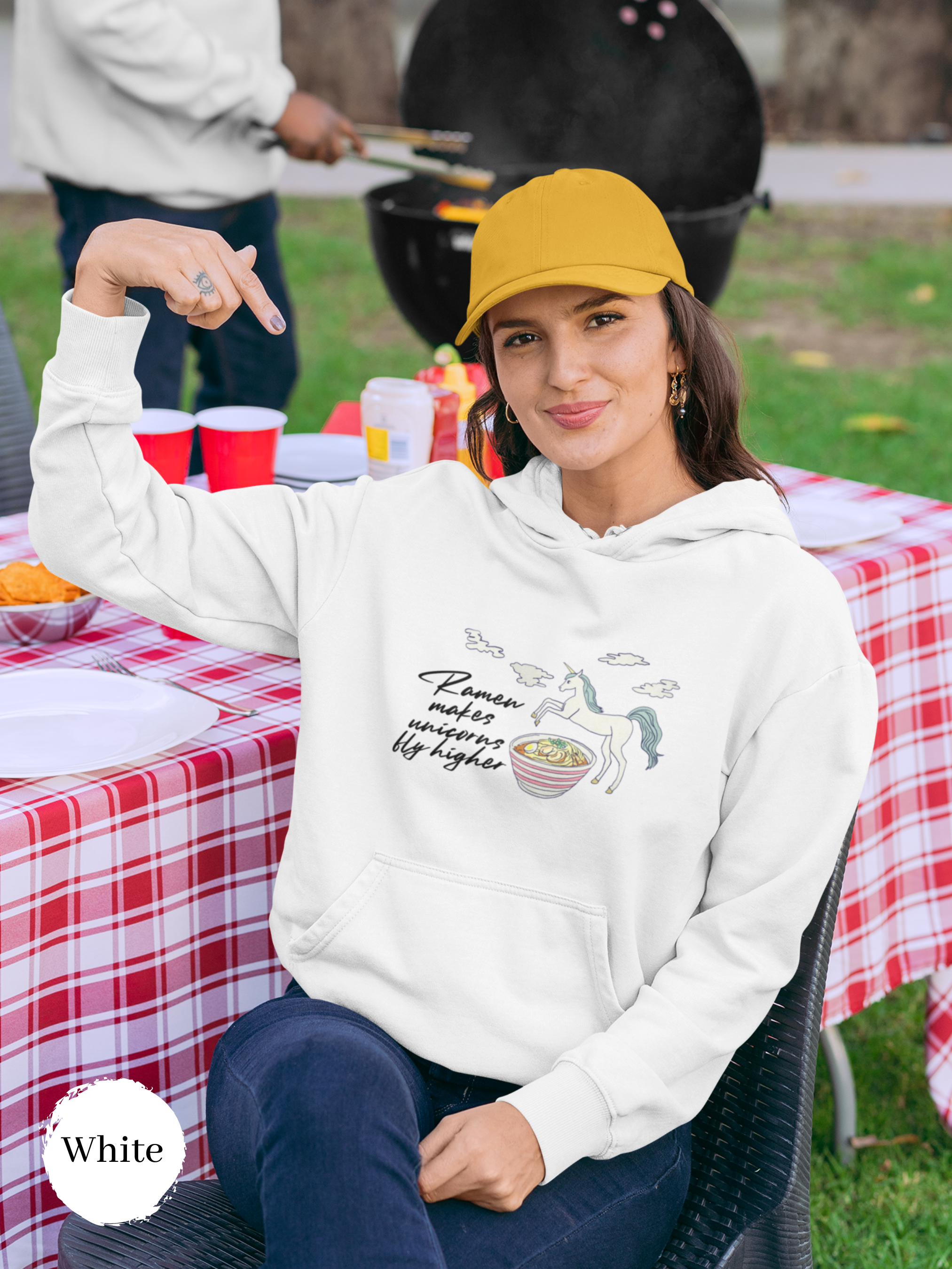 Ramen Hoodie: Flying Higher with Unicorn Power and Delicious Ramen Noodles Pun Hoodie