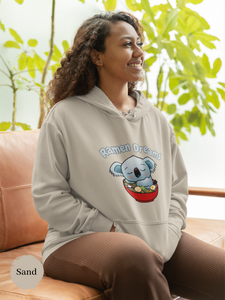 Ramen Hoodie - Ramen Dreams: Cute Koala in a Relaxing Ramen Bowl, Perfect for Foodie Hoodies and Fans of Asian Food Art and Punny Hoodies